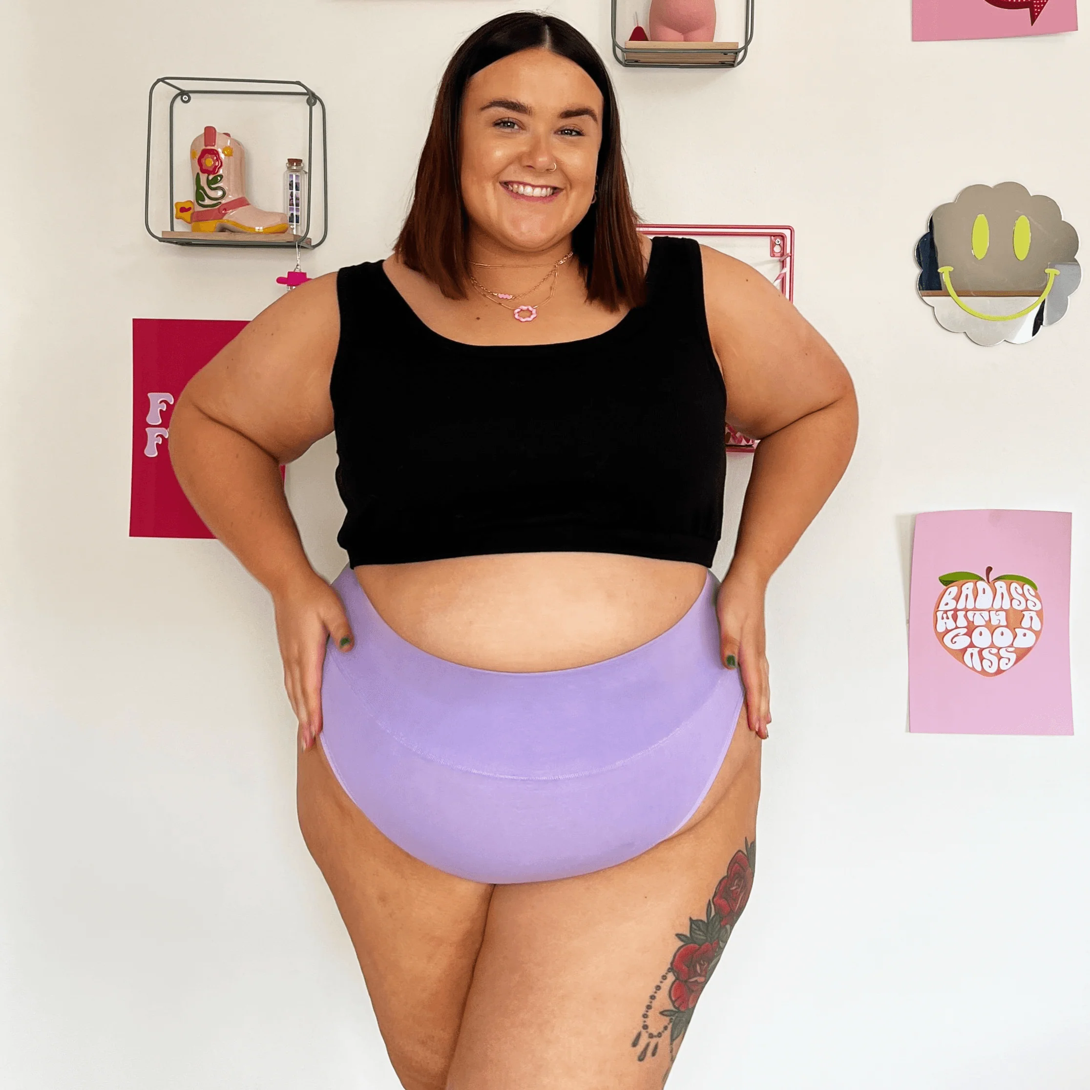 Organic Cotton Super High Leg Knickers - Cassis de Violet - Zenithce