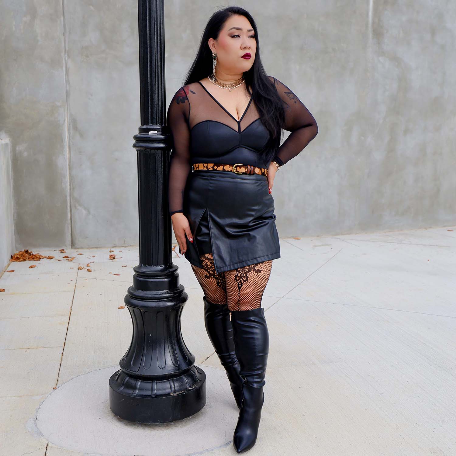 Siren Faux Leather Bodysuit - Zenithce