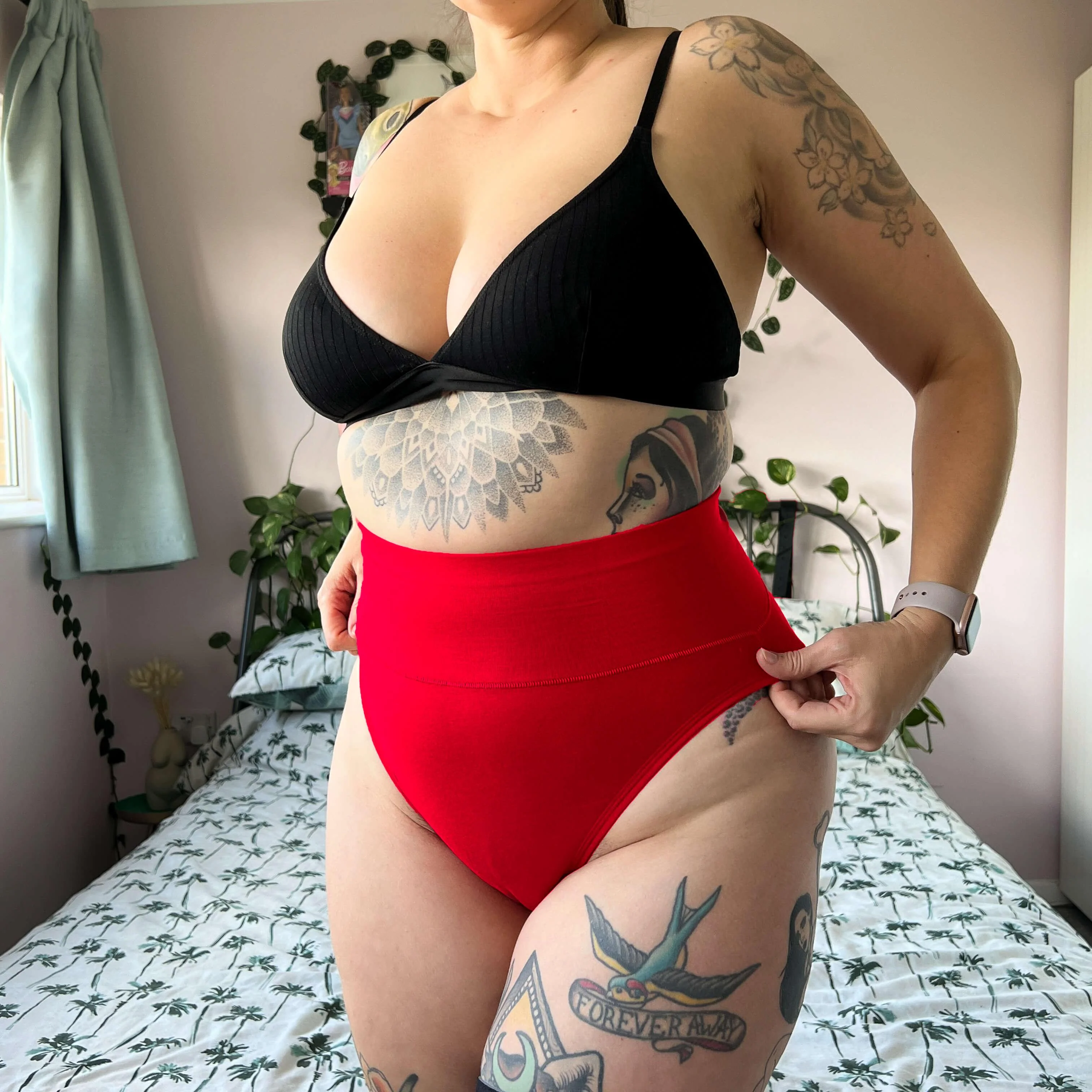 Organic Cotton Super High Leg Knickers - Lobster - Zenithce