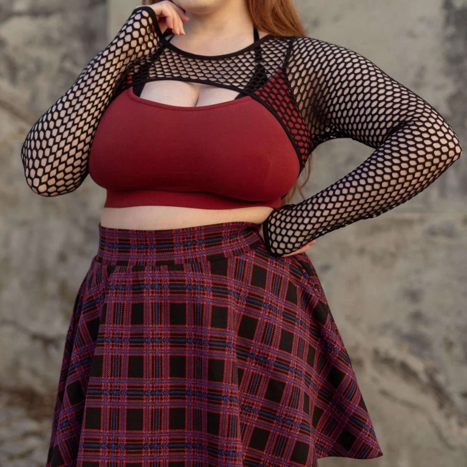 Fishnet Top - Alanis - Wine - Zenithce