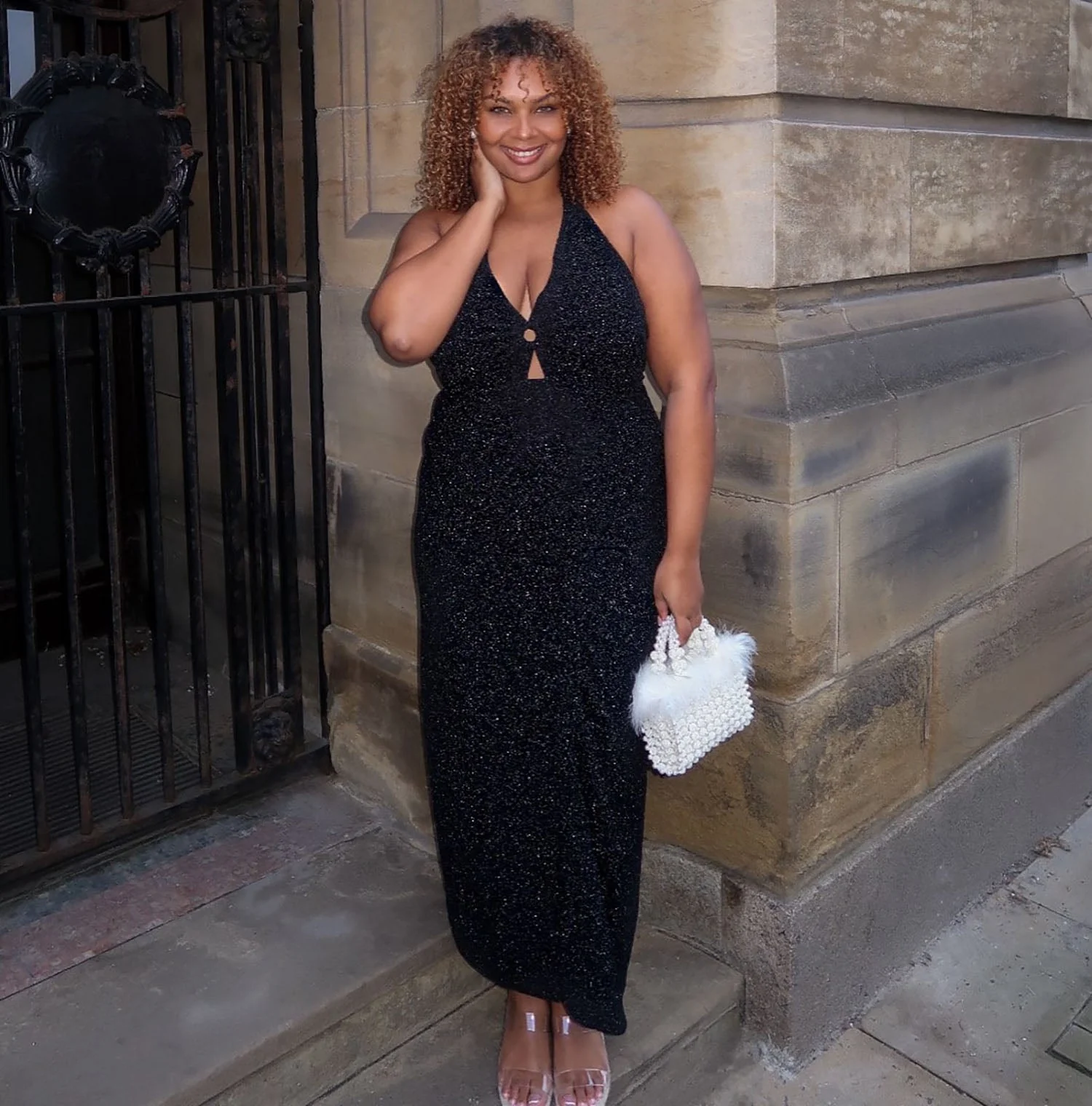 Lurex Halter Dress - Black - Zenithce