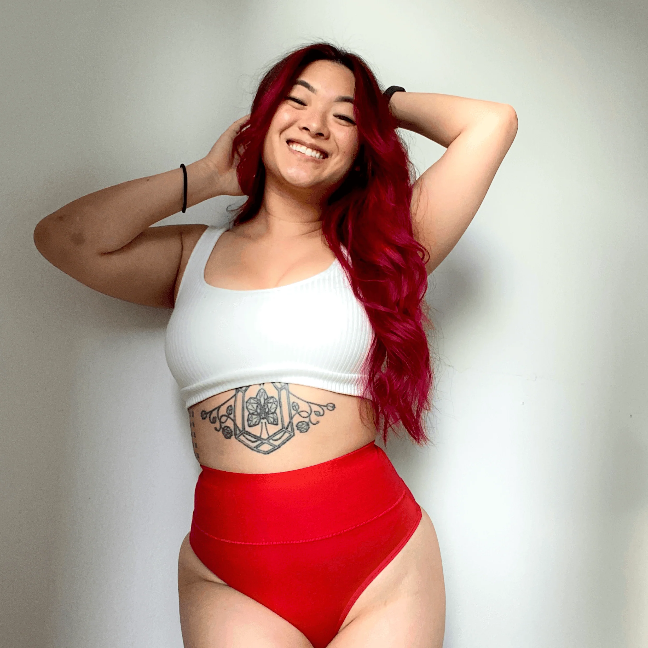 Organic Cotton Cheeky High Leg Knickers - Lobster - Zenithce