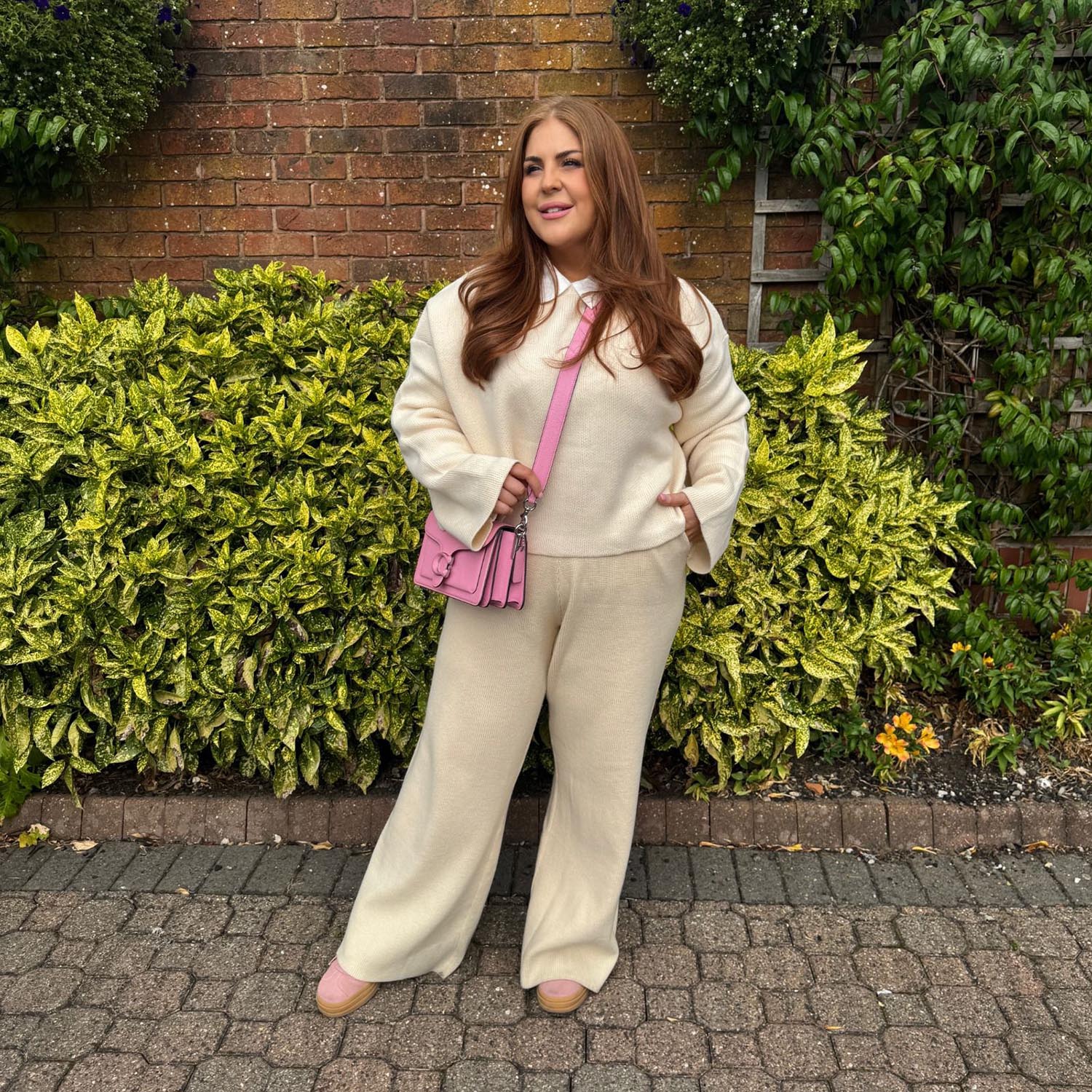 Knit Rib Wide Leg Trousers - Oatmeal - Zenithce