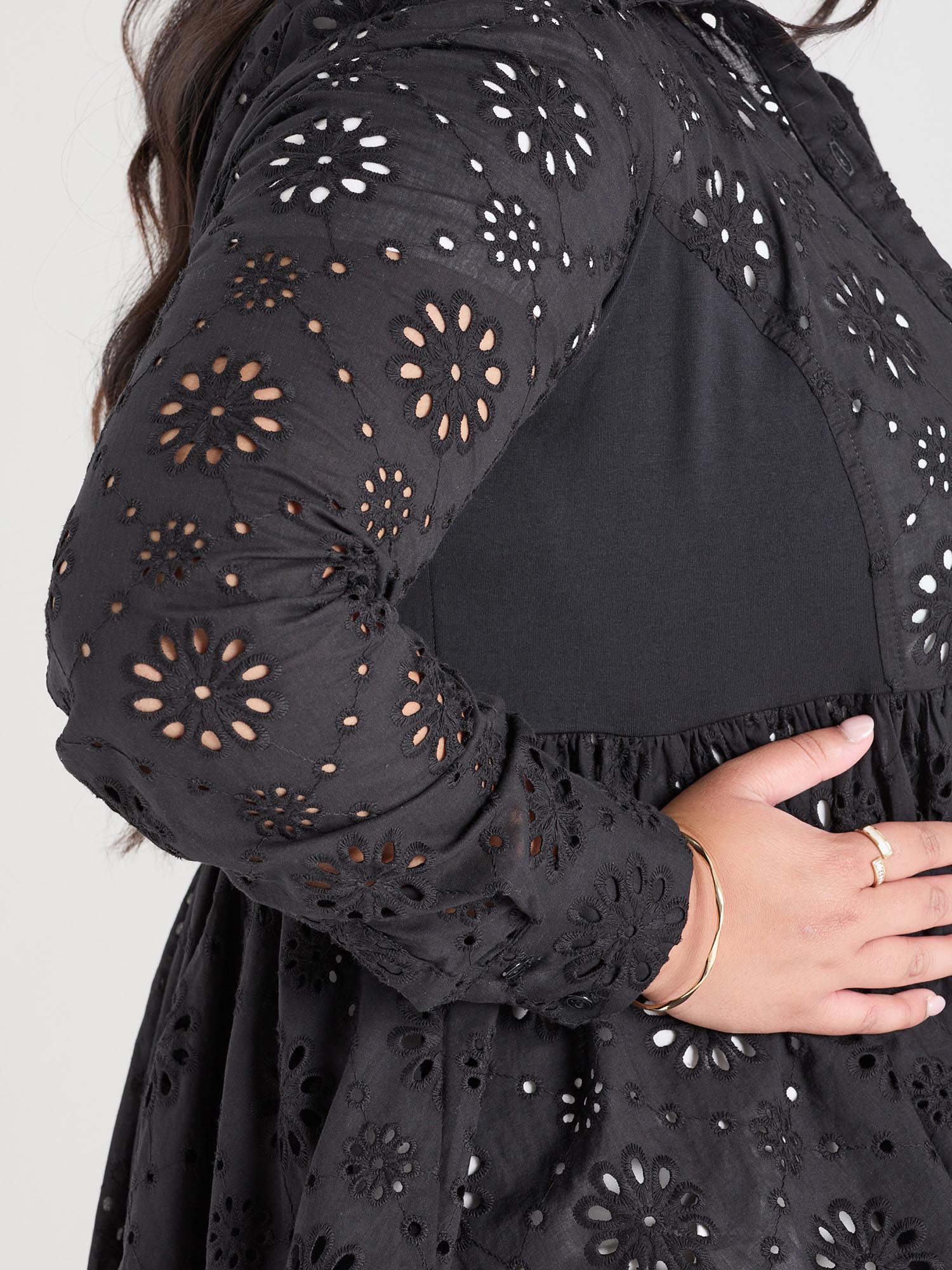 Broderie Anglaise Shirt - Black - Zenithce