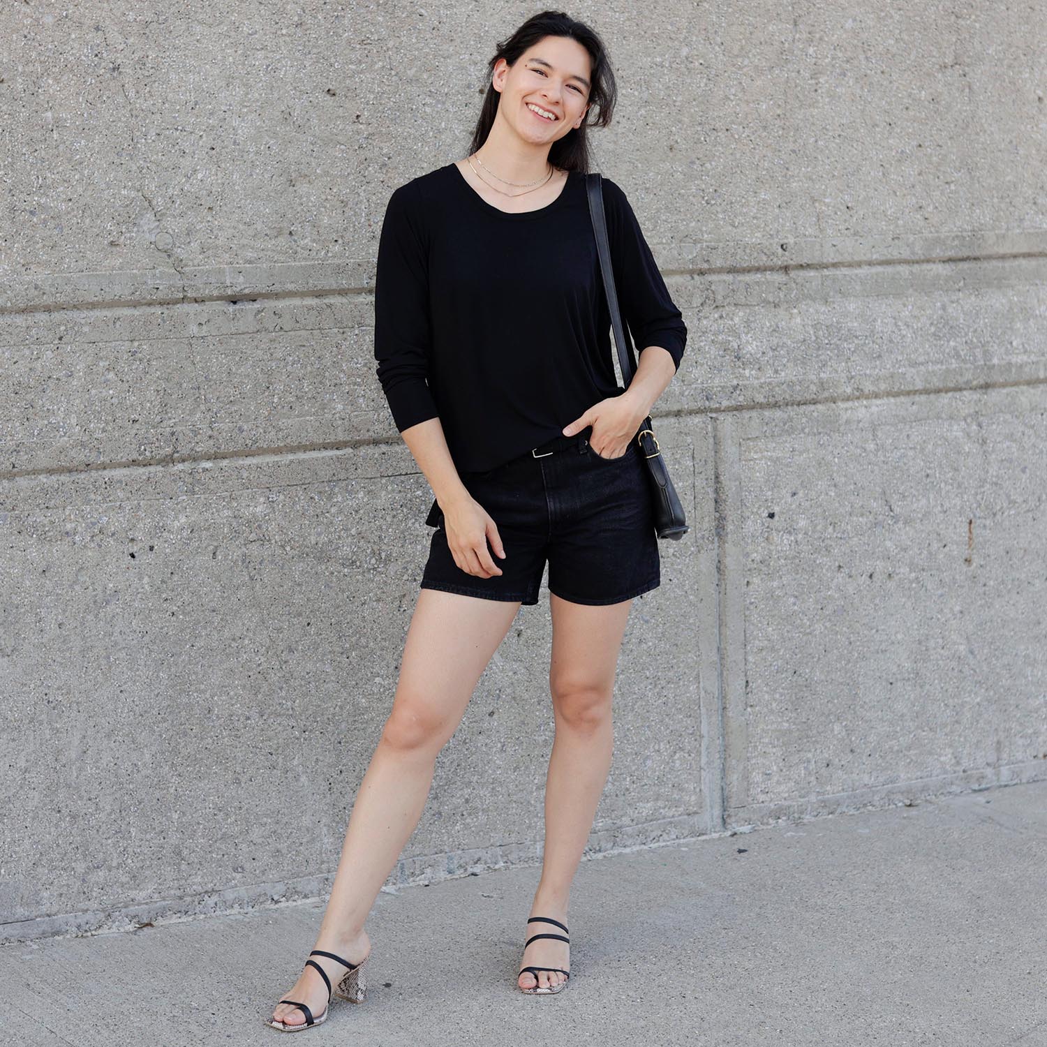 Bamboo Lounge Long Sleeve Top - Black - Zenithce