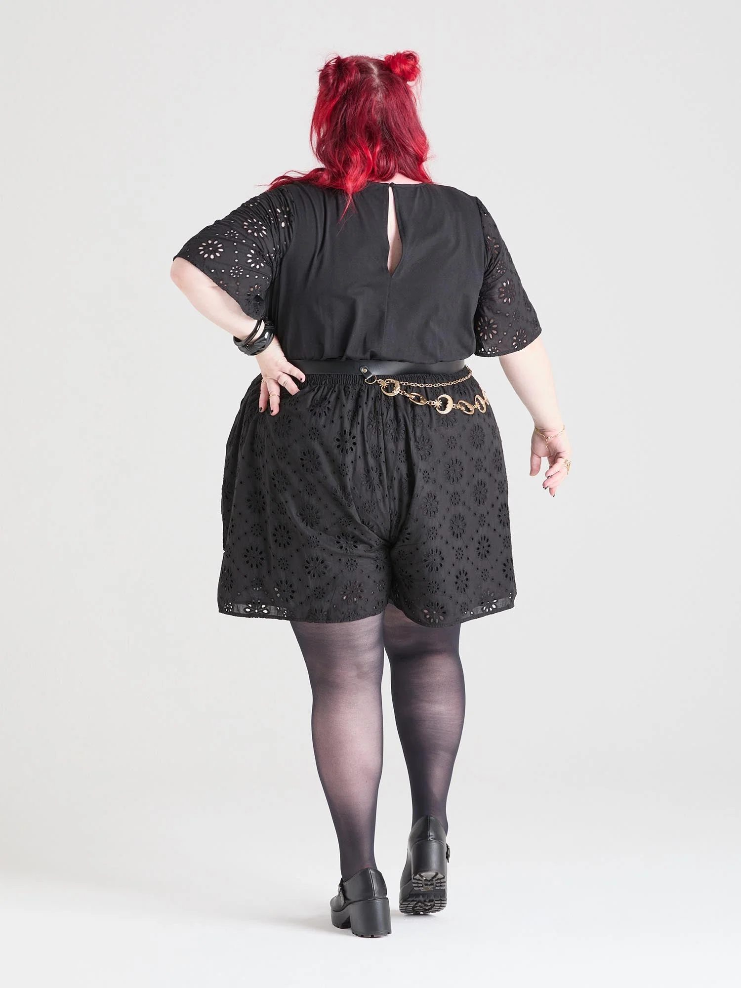 Broderie Anglaise Playsuit - Black - Zenithce