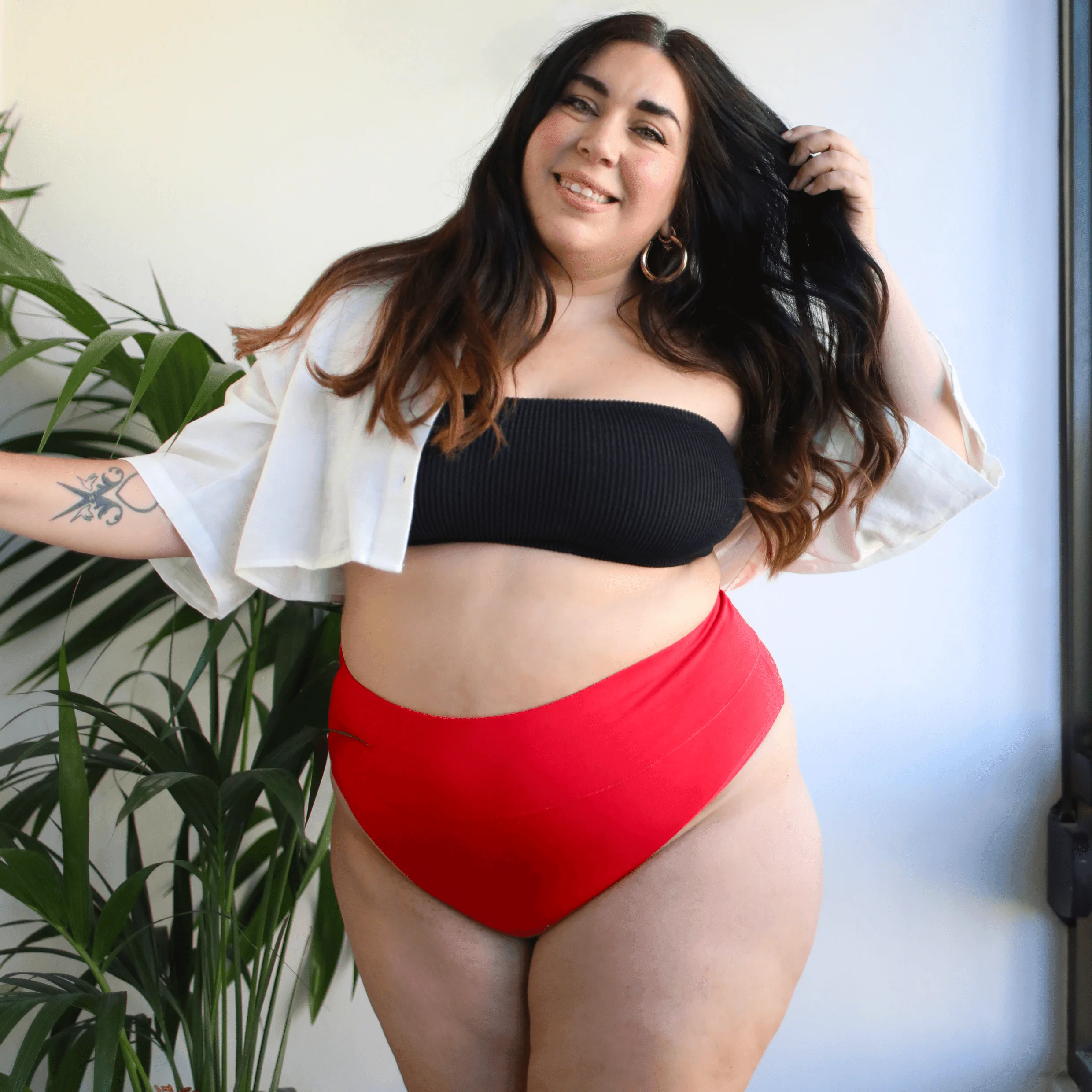 Organic Cotton Cheeky High Leg Knickers - Lobster - Zenithce