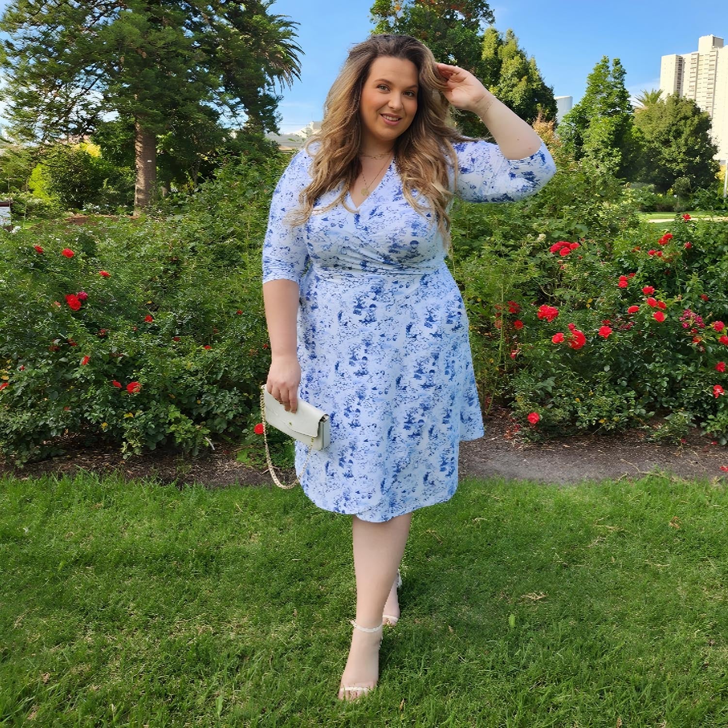 Wrap Dress - Passion au Jardin - L'Amour Bleu - Zenithce