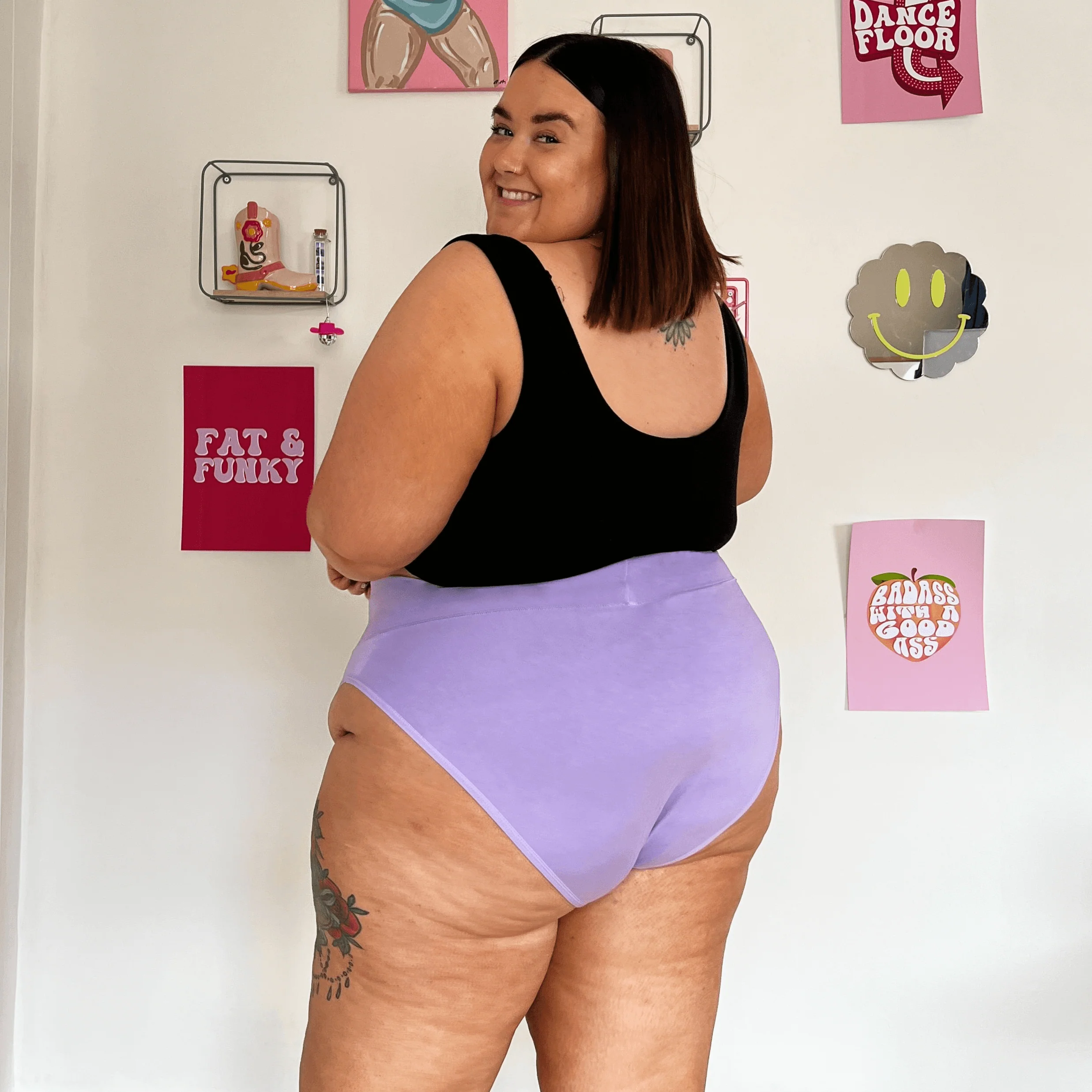 Organic Cotton Super High Leg Knickers - Cassis de Violet - Zenithce