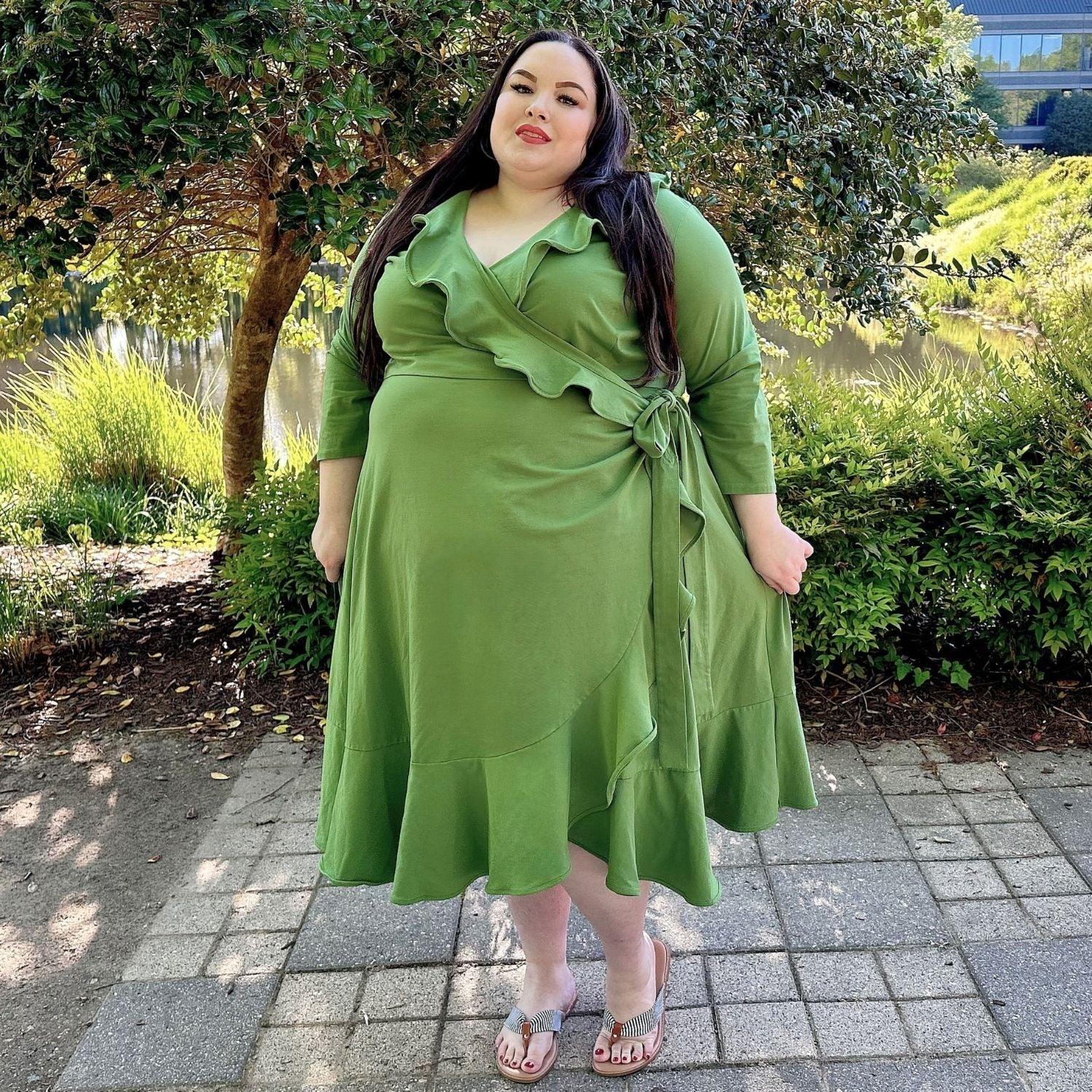 Frill Wrap Dress - Meadow - Zenithce