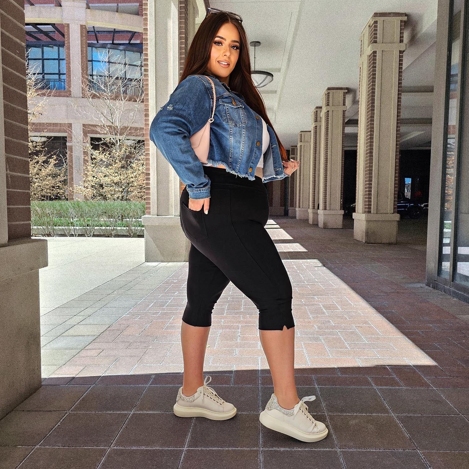 Squat-Proof Capri Leggings - Black - Zenithce