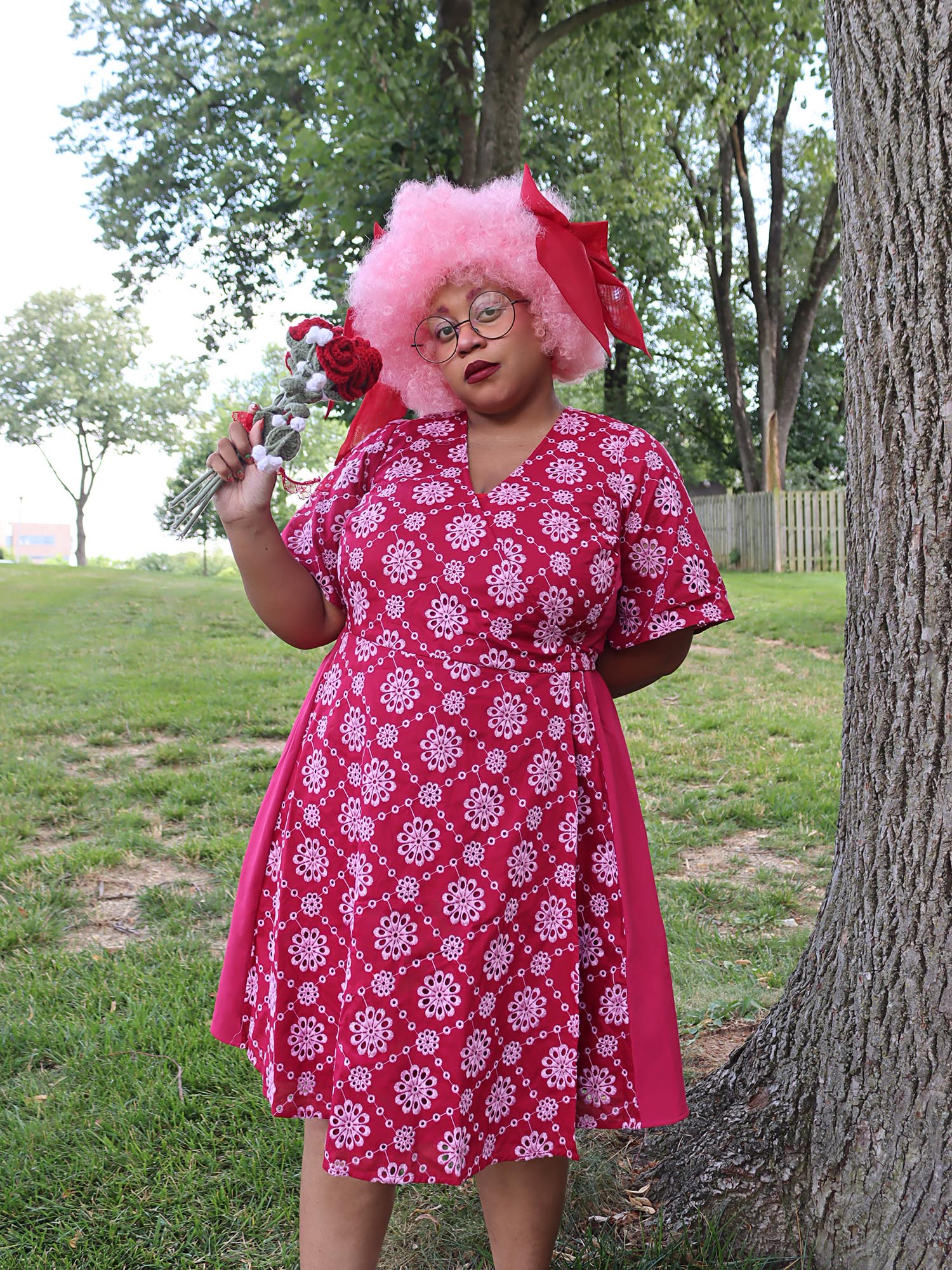 Broderie Anglaise Wrap Dress - Blood Red - Zenithce