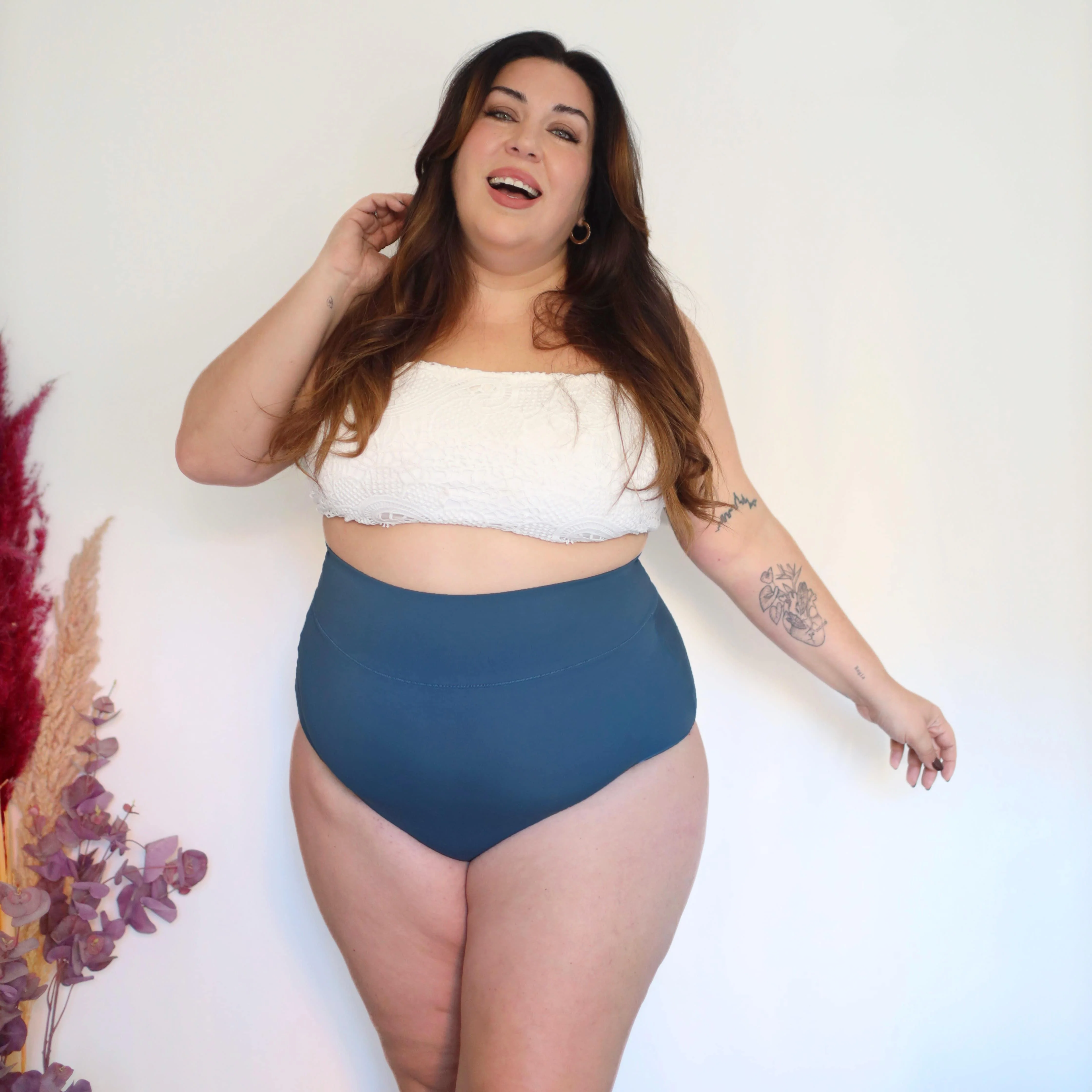 Organic Cotton Super High Waist Knickers - Denim - Zenithce