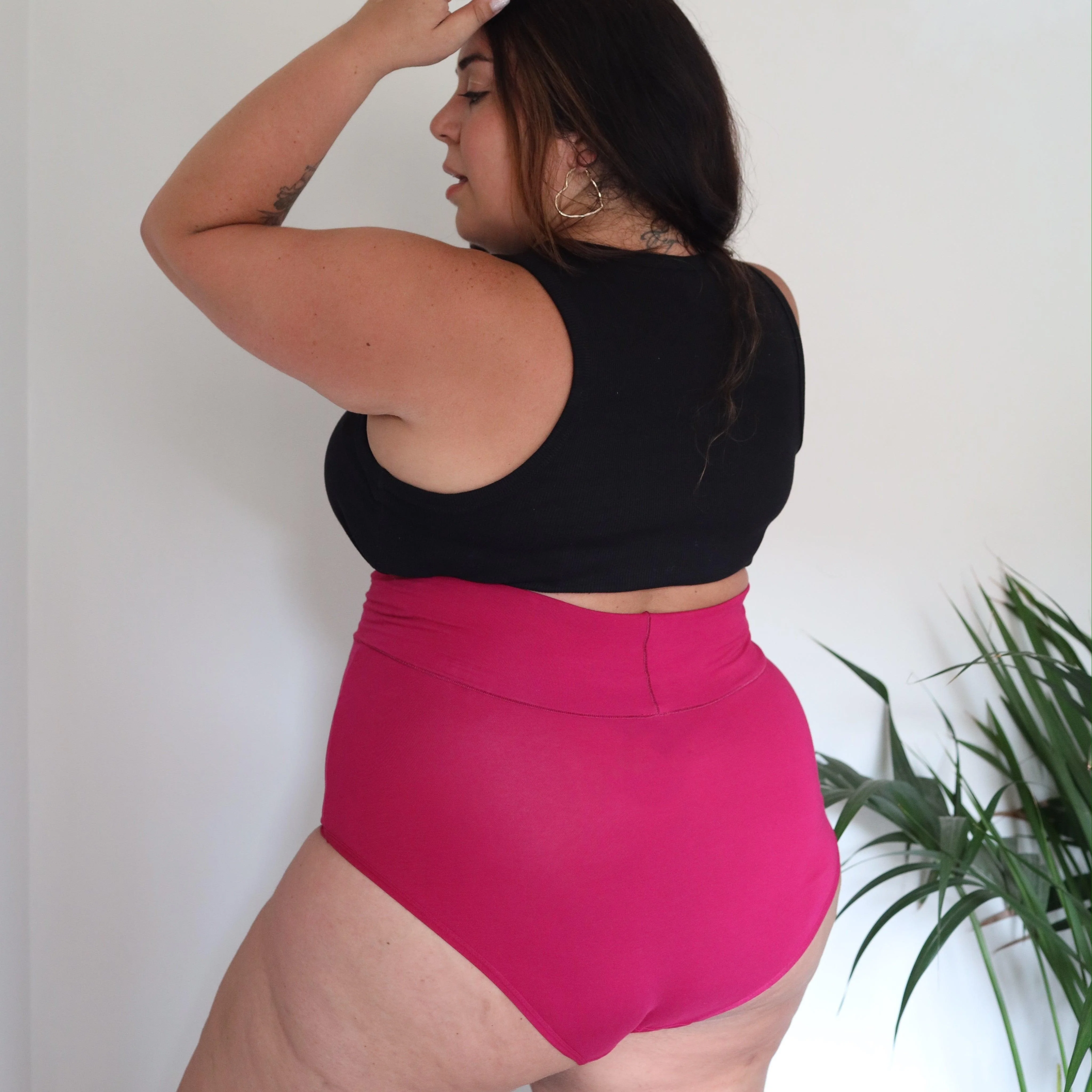 Organic Cotton Super High Waist Knickers - Raspberry Pie - Zenithce