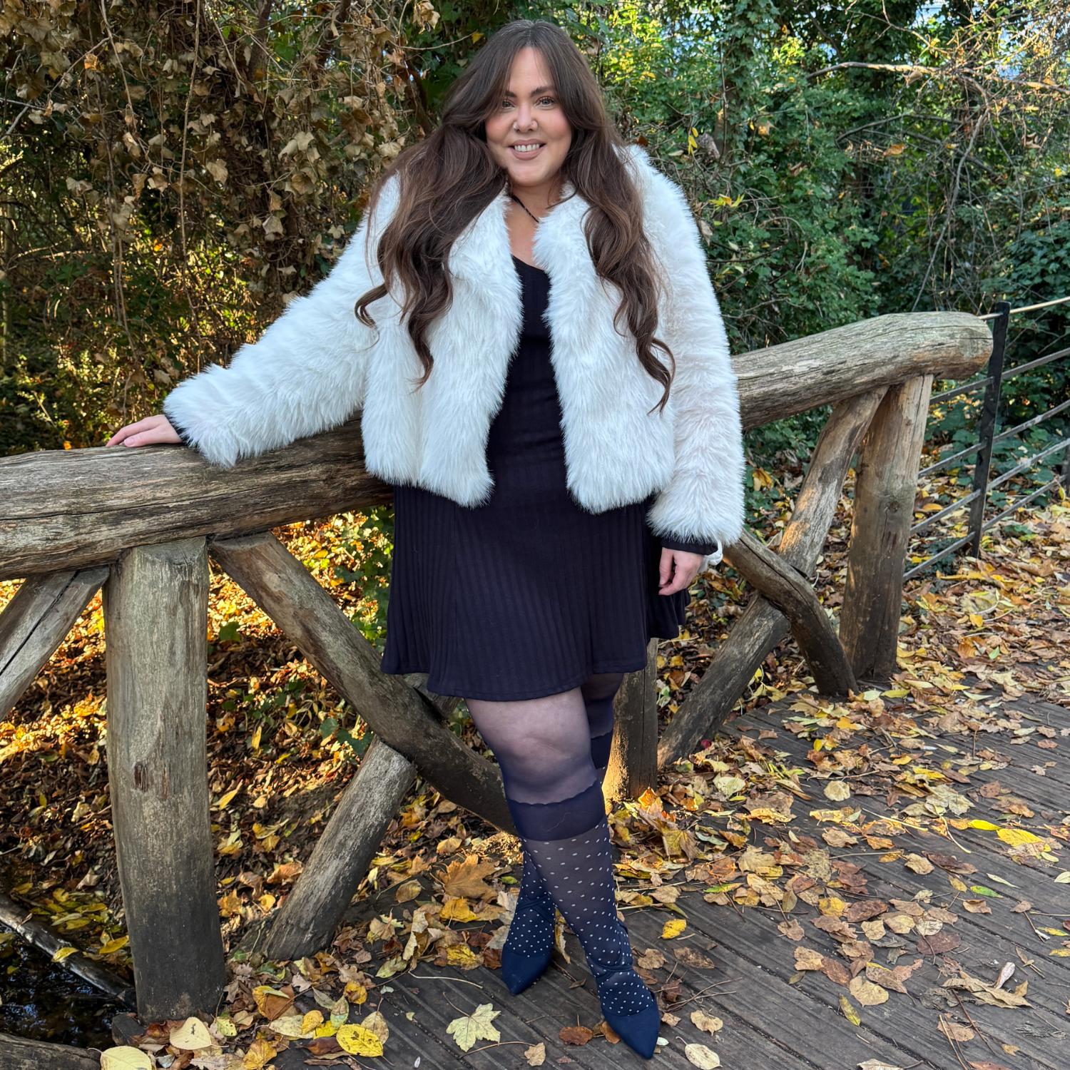 Seoul Chic Faux Sock Tights - Navy - Zenithce