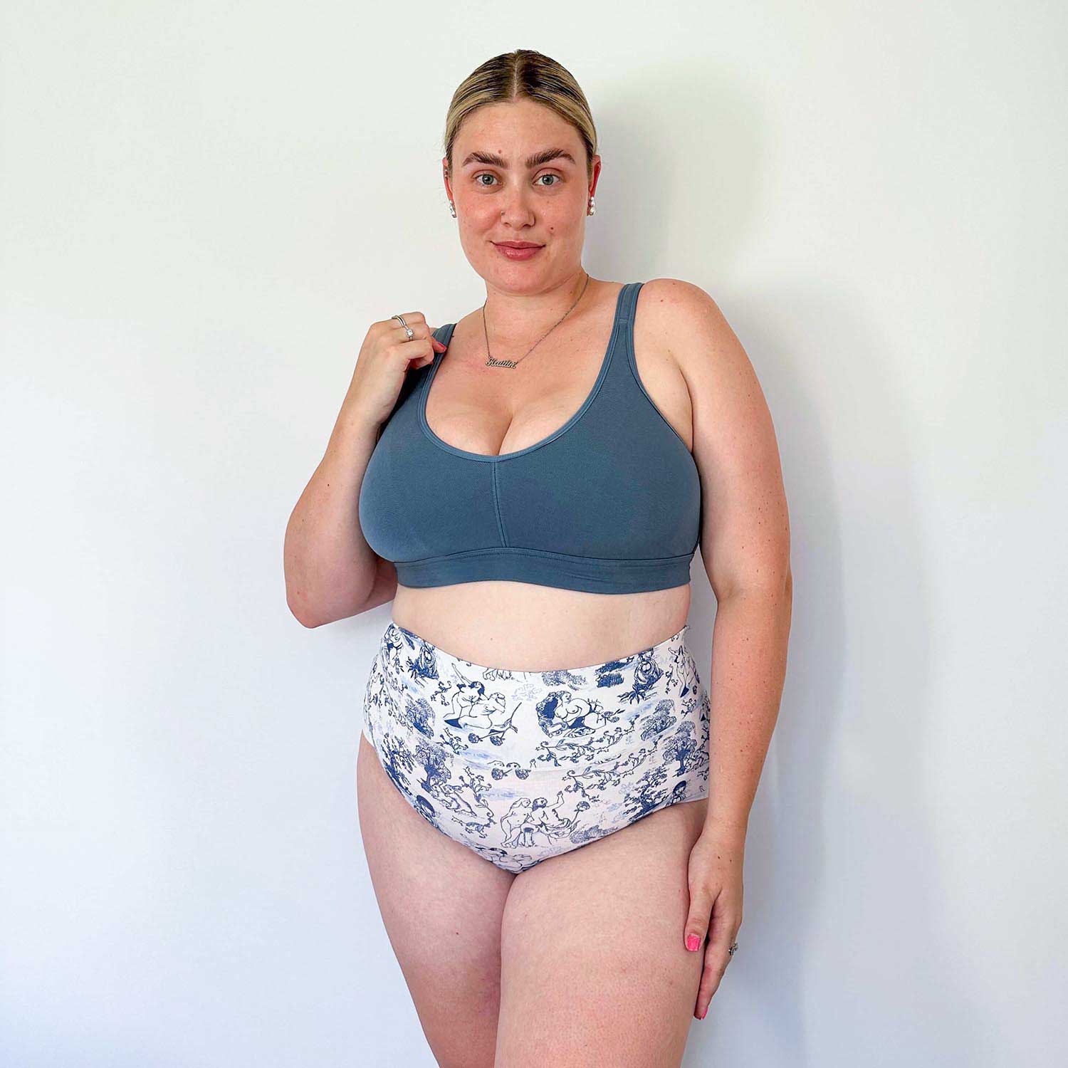 Organic Cotton Full Brief Knickers - Passion au Jardin - L'Amour Bleu - Zenithce