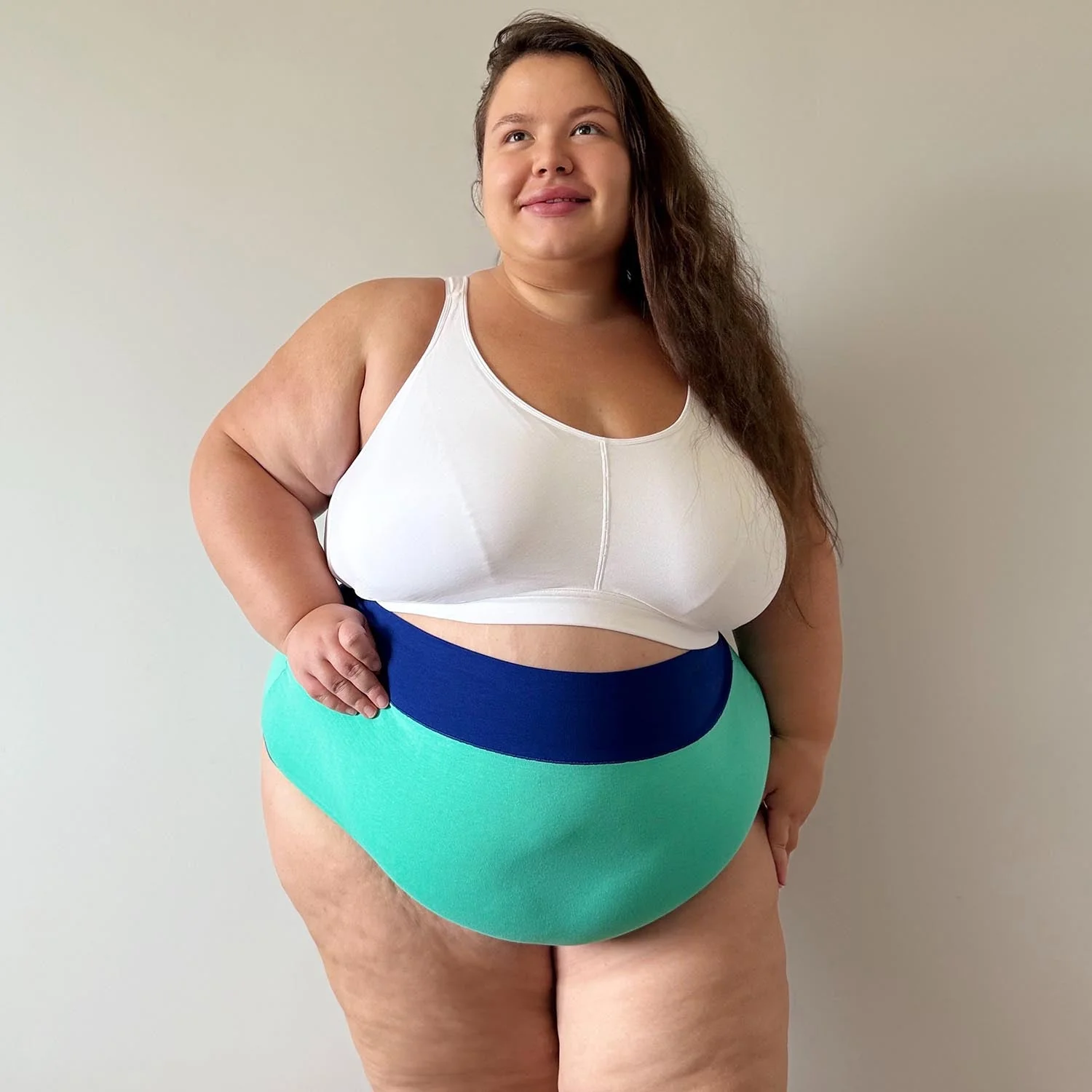 Organic Cotton Super High Waist Duo Knickers - Mint & Arabesque - Zenithce