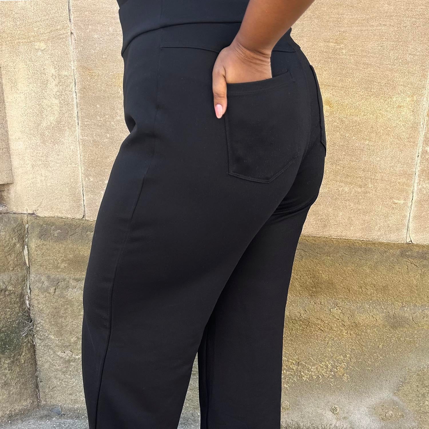 Squat-Proof Wide Leg Leggings - Black - Zenithce