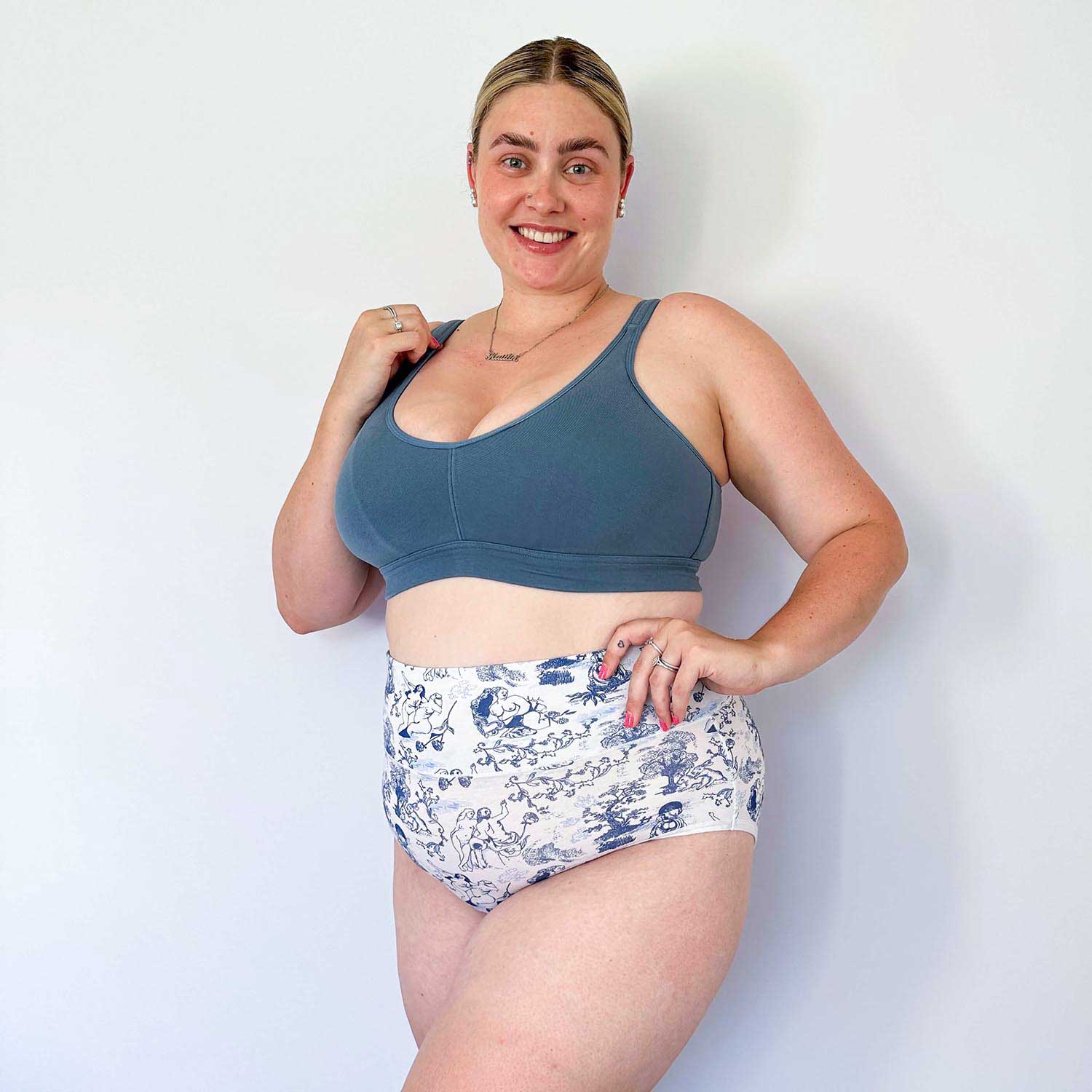 Organic Cotton Full Brief Knickers - Passion au Jardin - L'Amour Bleu - Zenithce