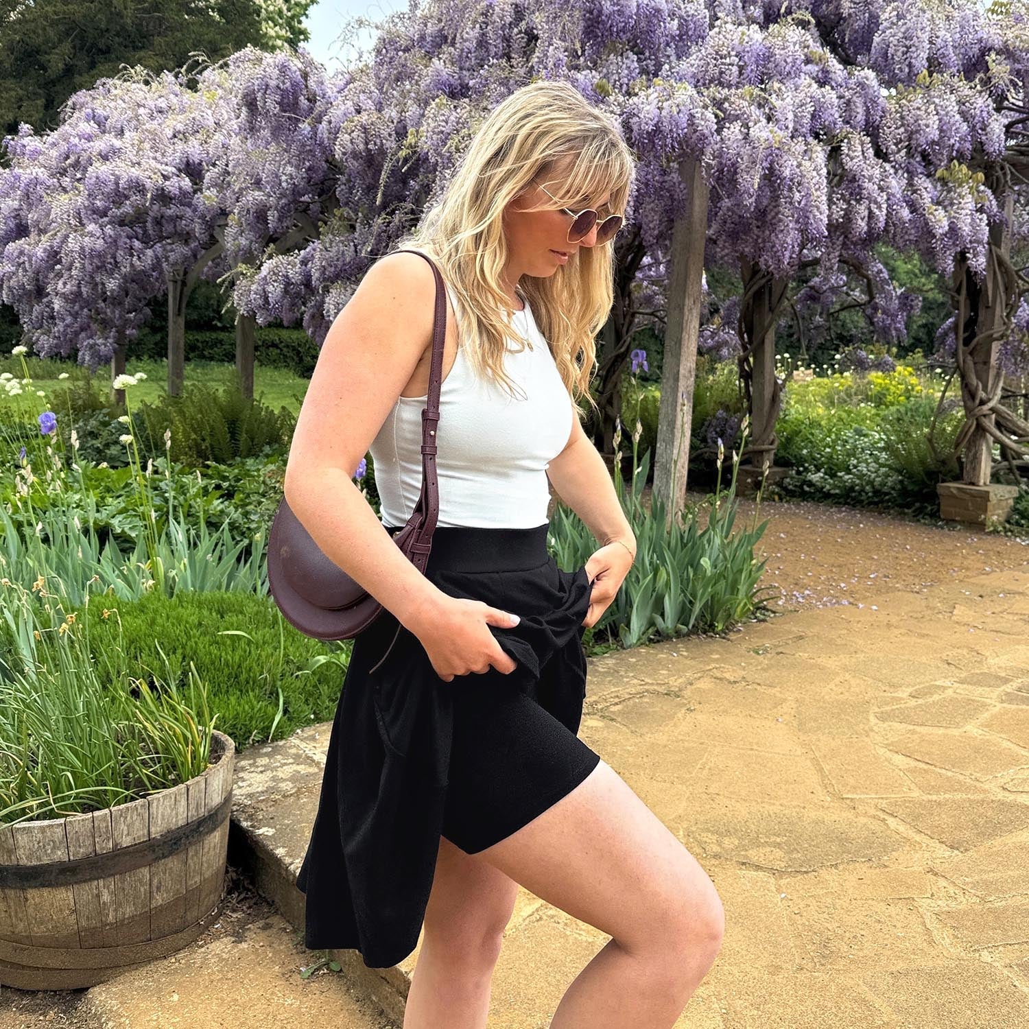 Petal Pleated Skort - Black - Zenithce