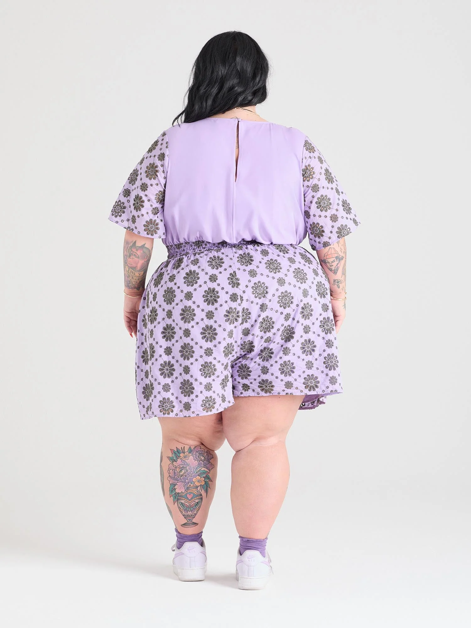 Broderie Anglaise Playsuit - Cassis de Violet - Zenithce