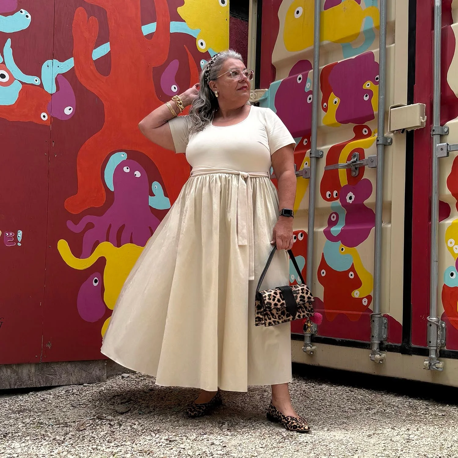 Midaxi Tee Poplin Dress - Oatmeal - Zenithce