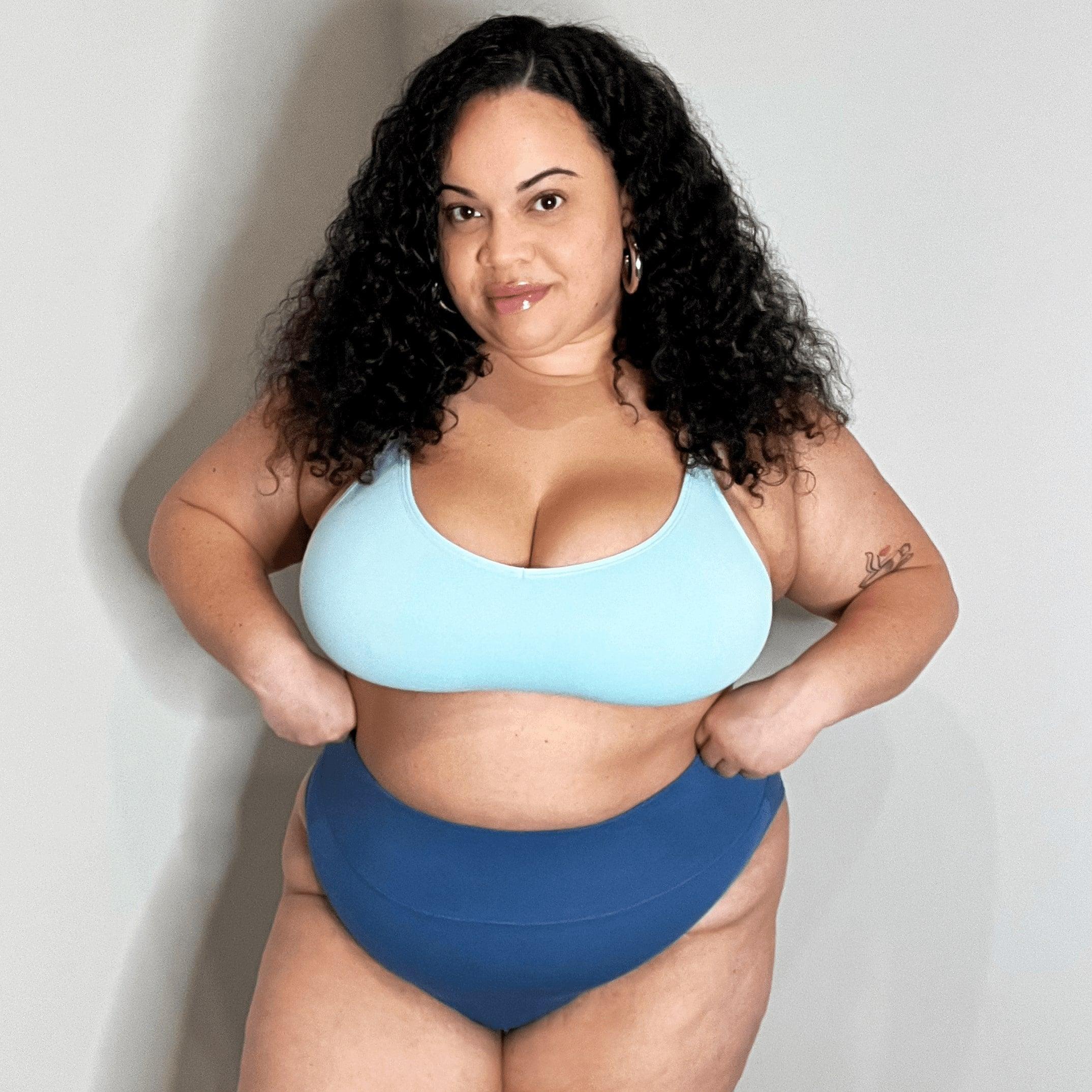 Organic Cotton Super High Leg Knickers - Denim - Zenithce