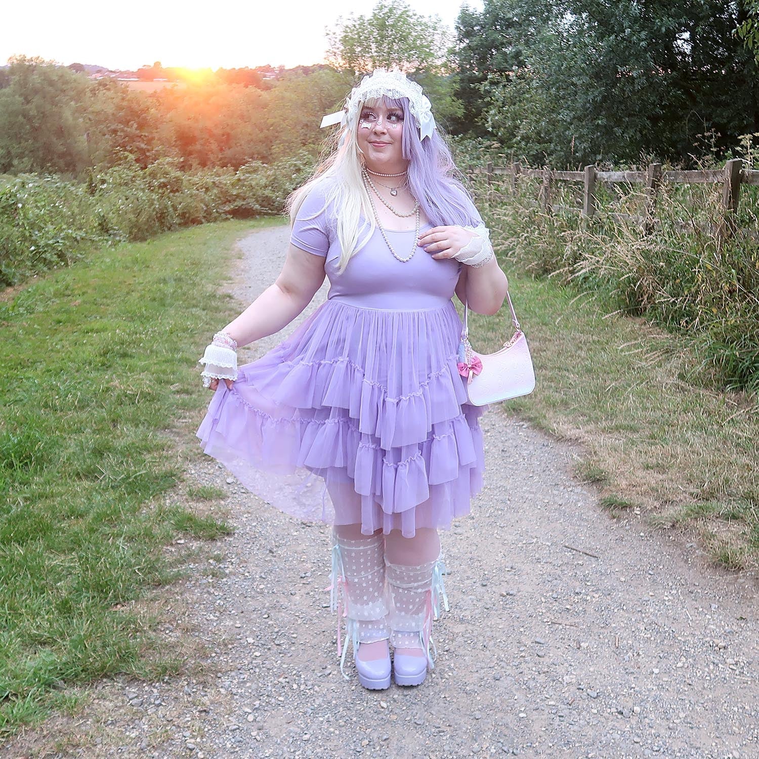 Tee Mesh Dress - Lavender Fields - Zenithce