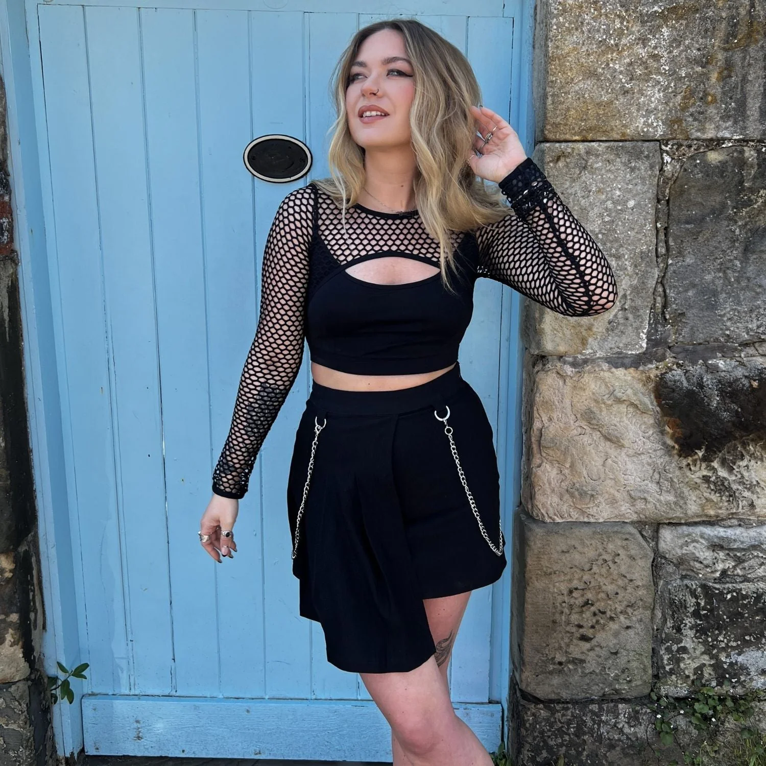 Fishnet Top - Alanis - Black - Zenithce