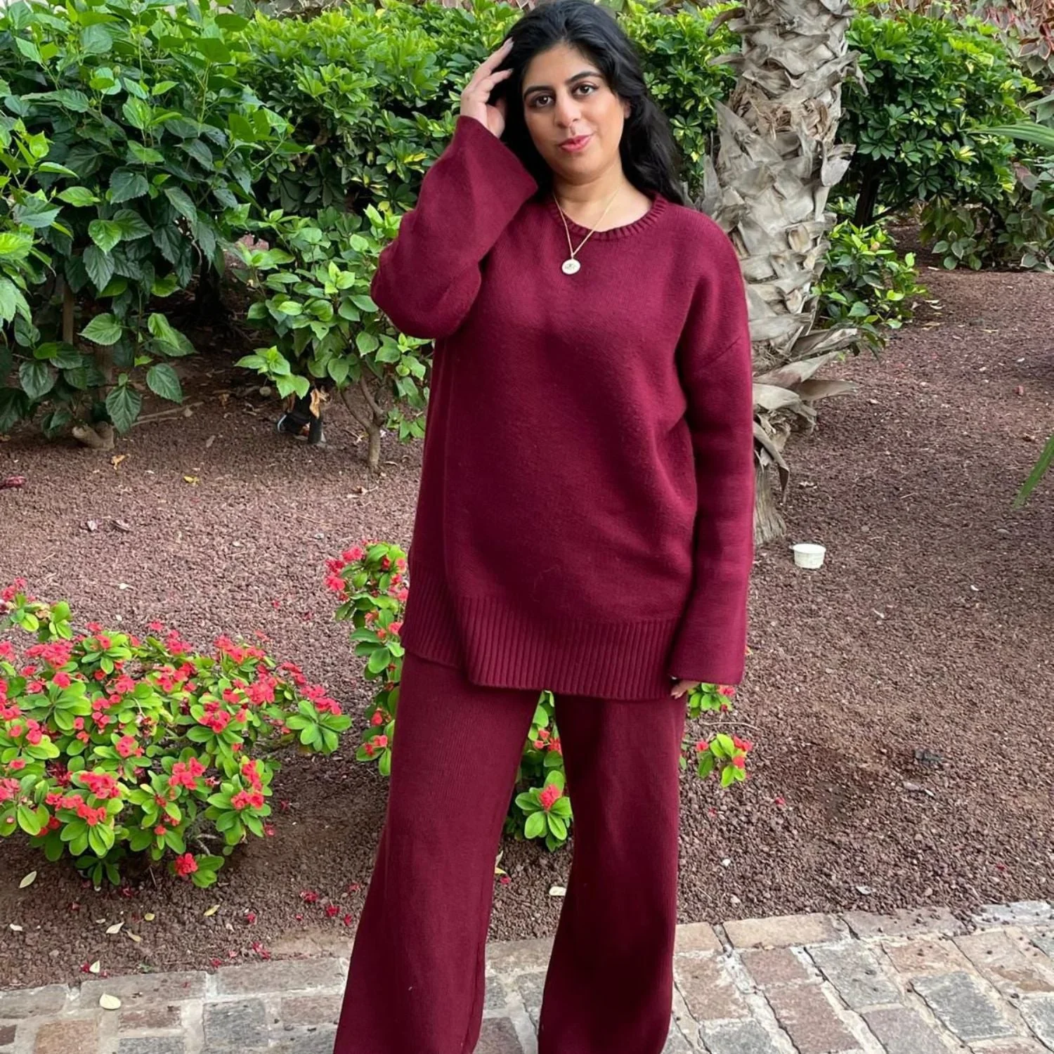 Knit Jumper & Wide Leg Trousers Roast Bundle - Zenithce