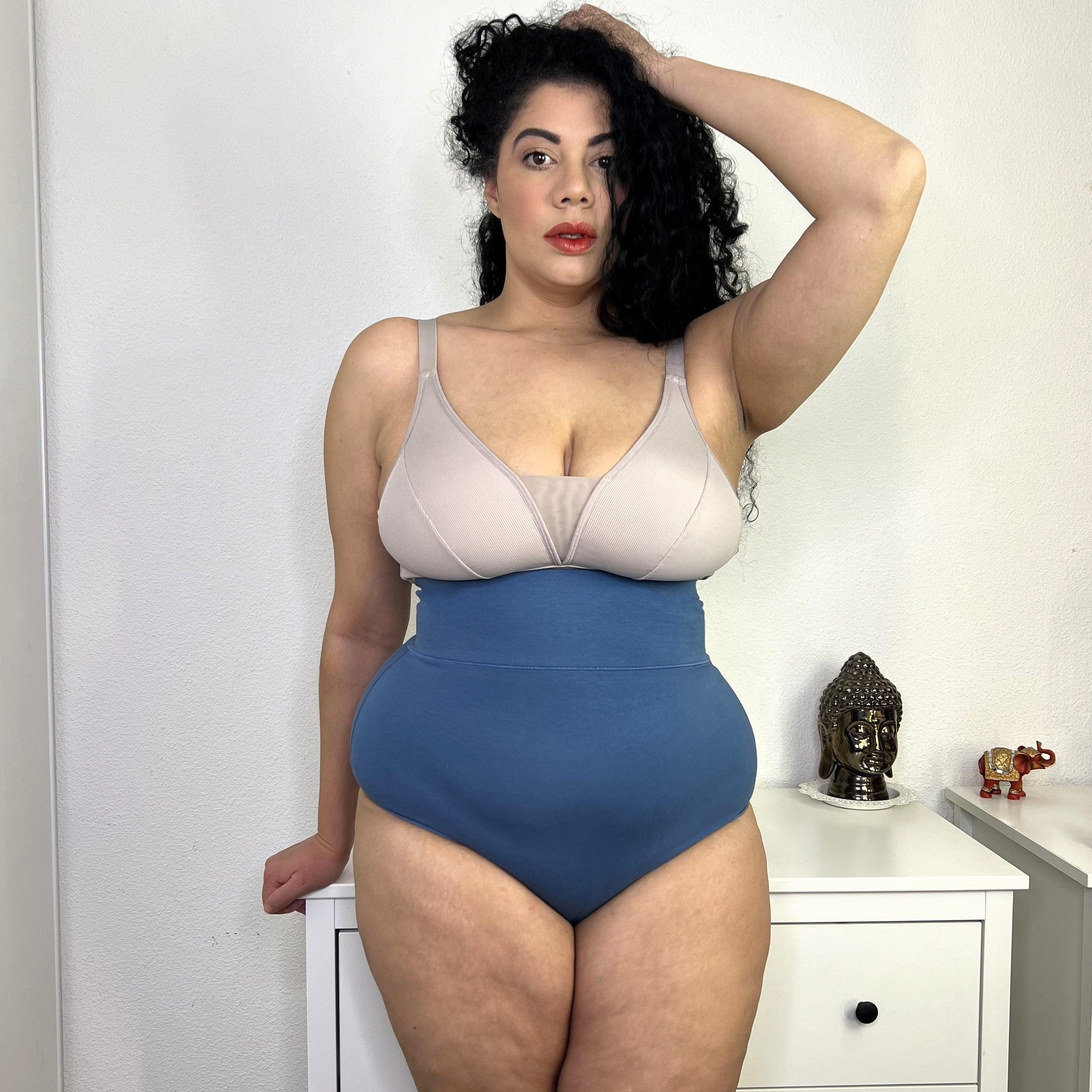 Organic Cotton Super High Waist Knickers - Denim - Zenithce