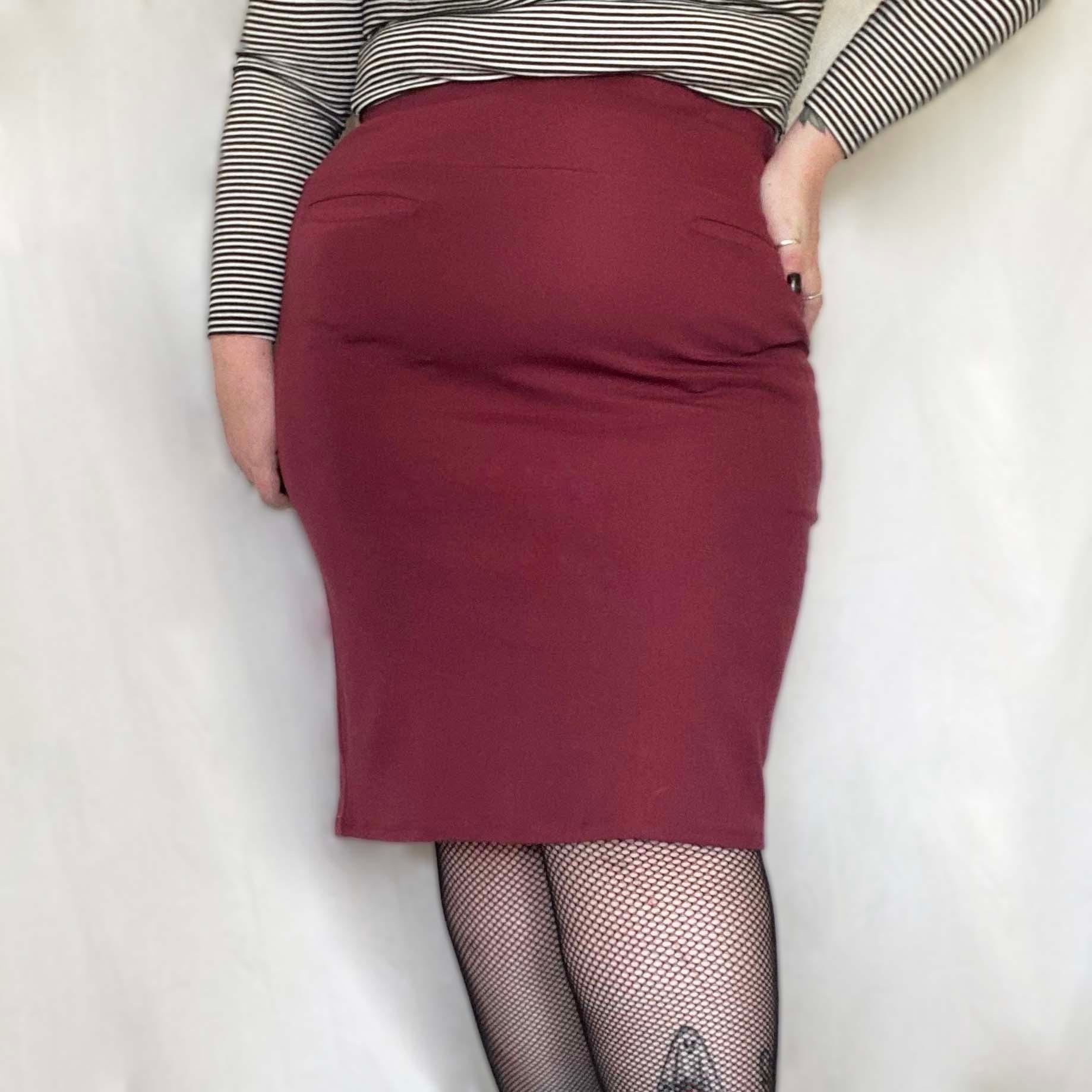 Pencil Skirt - Burgundy - Zenithce