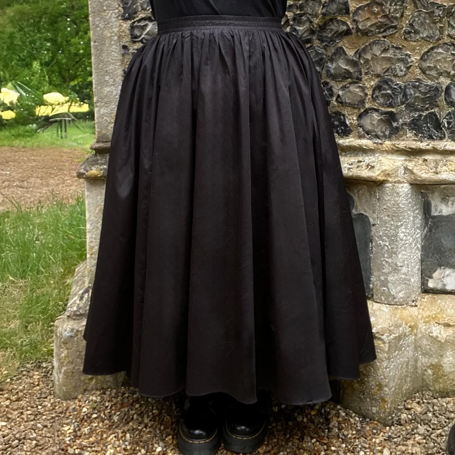 Midaxi Poplin Skirt - Black - Zenithce