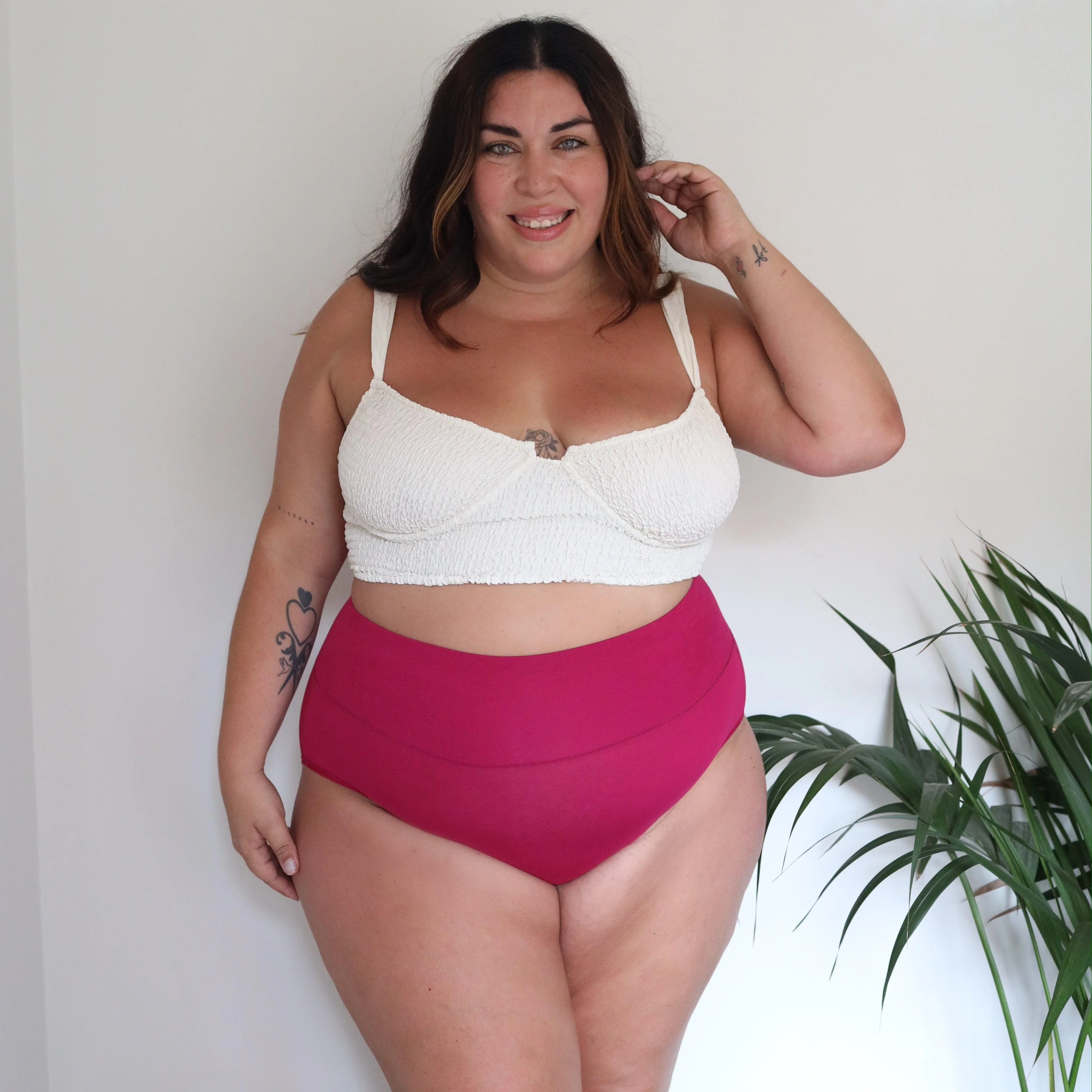 Organic Cotton Full Brief Knickers - Raspberry Pie - Zenithce