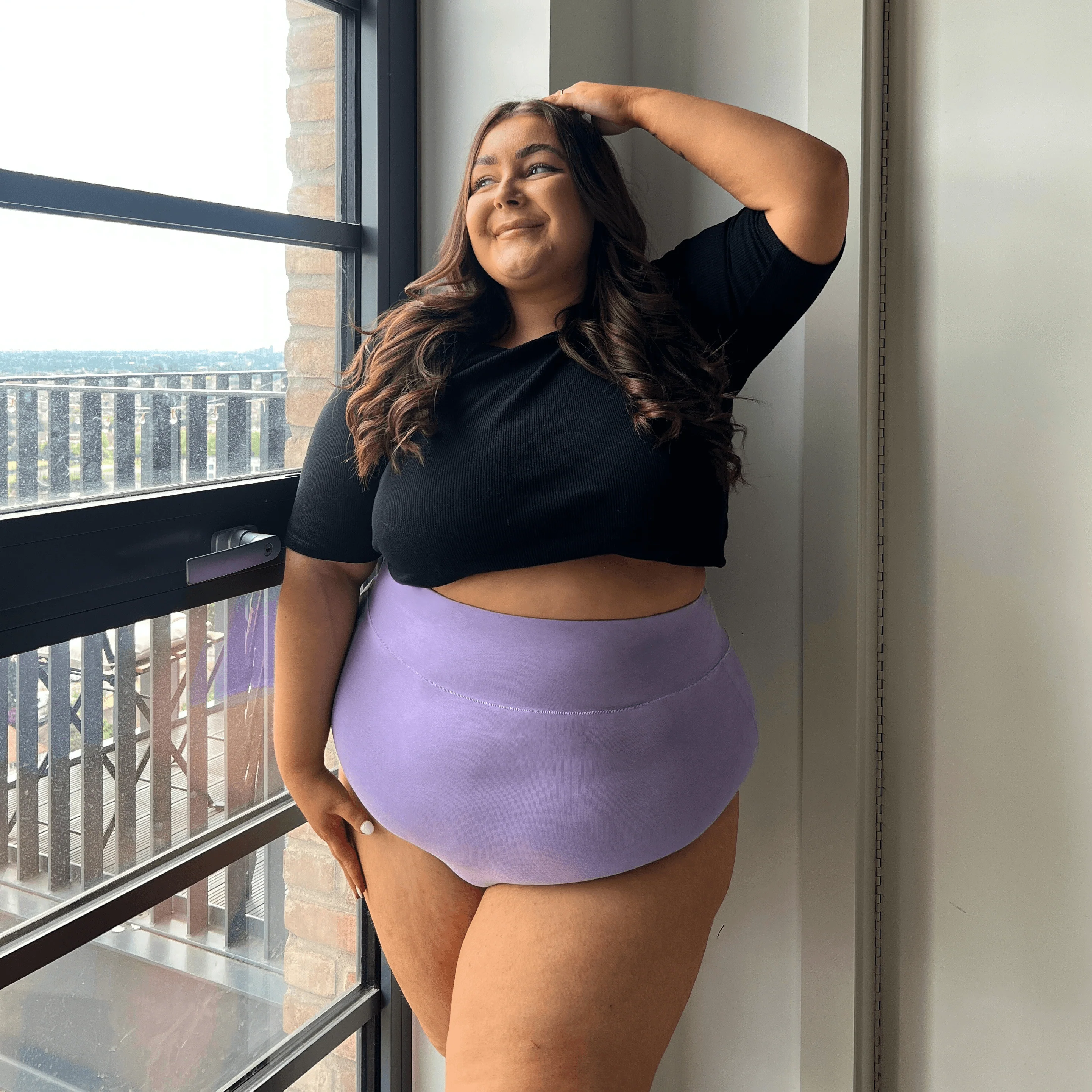 Organic Cotton Super High Waist Knickers - Cassis de Violet - Zenithce