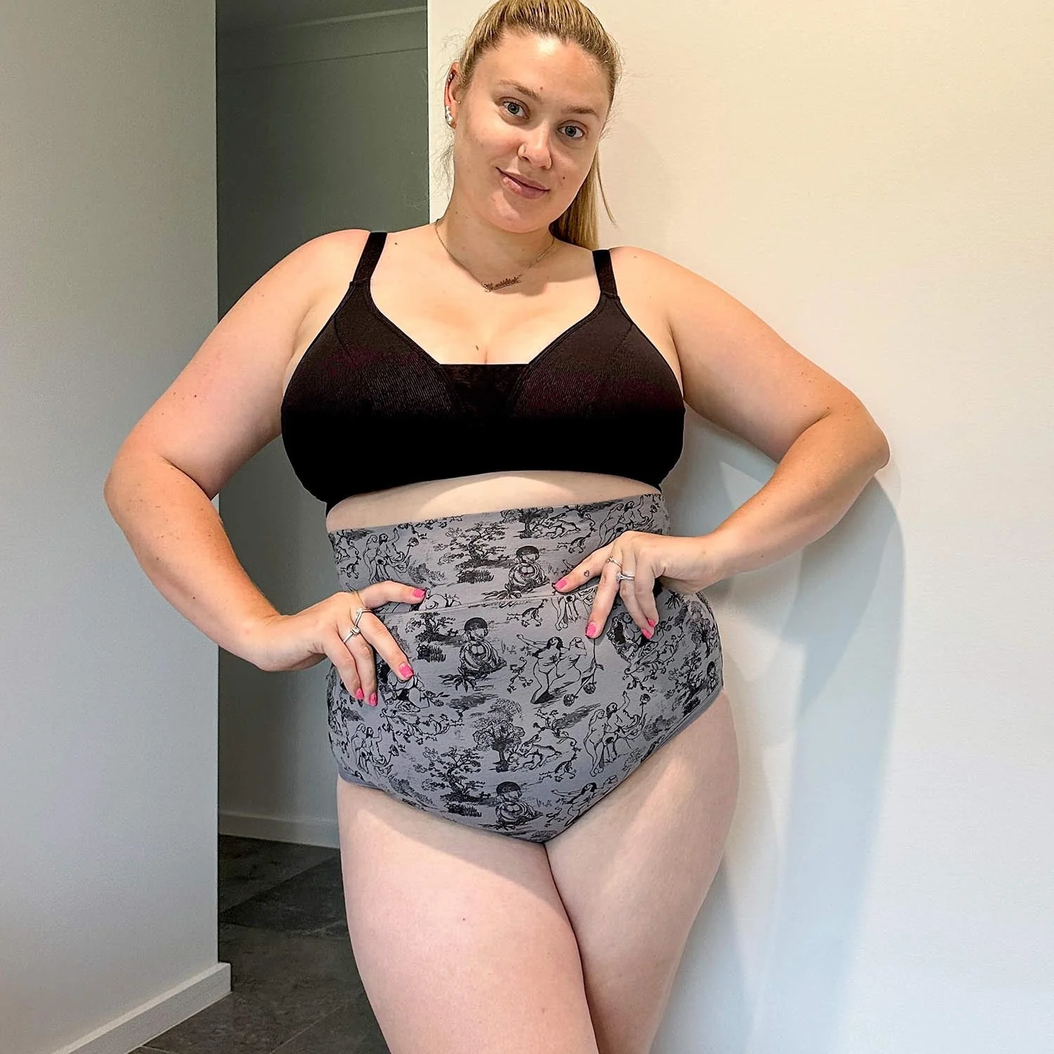 Organic Cotton Super High Waist Knickers - Passion au Jardin - L'Amour Noir - Zenithce