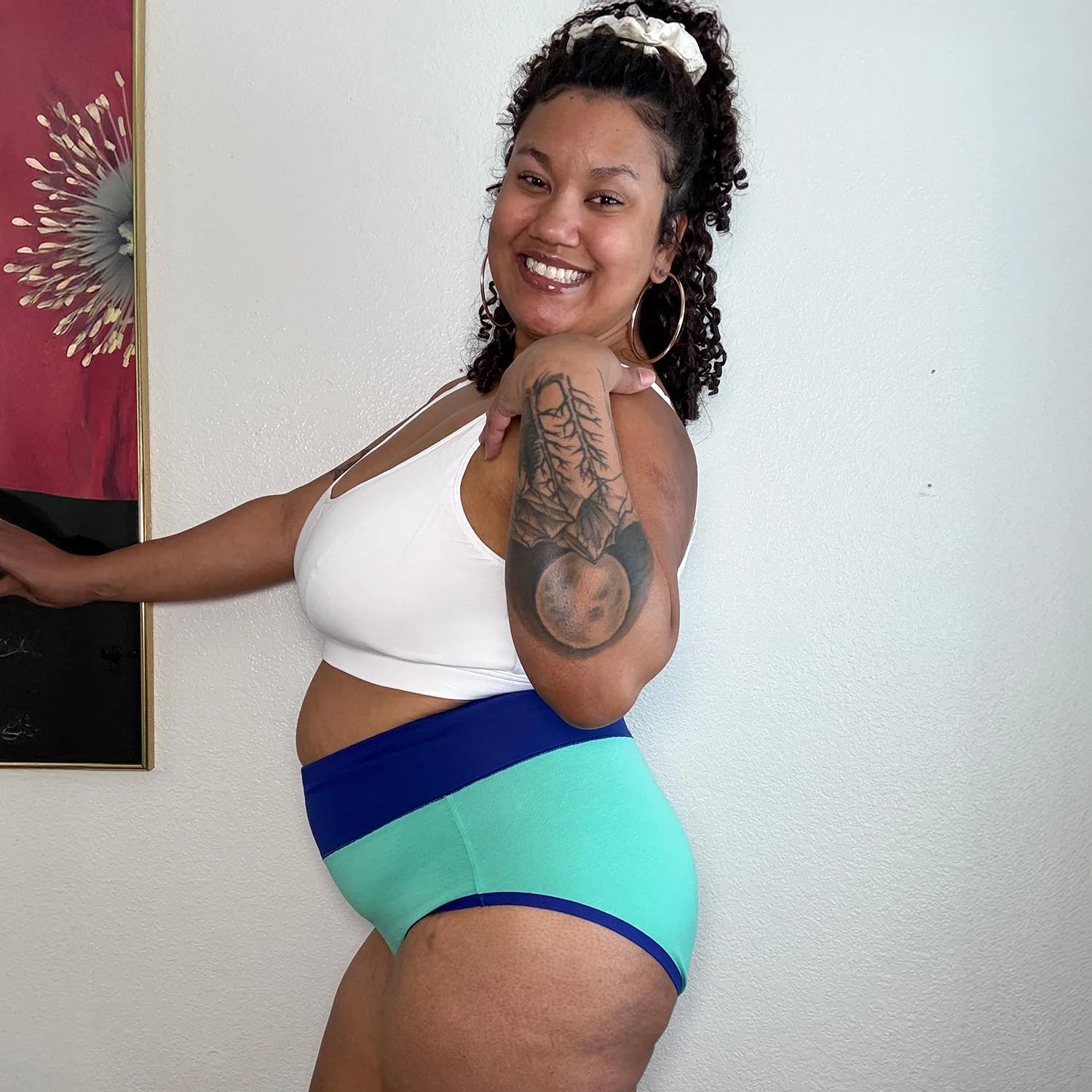 Organic Cotton Full Brief Duo Knickers - Mint & Arabesque - Zenithce