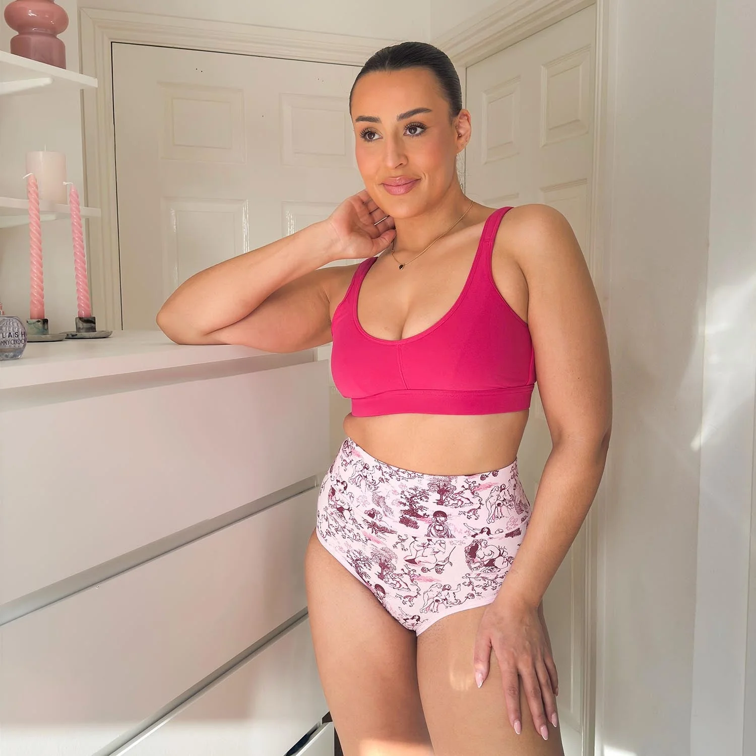 Organic Cotton Full Brief Knickers - Passion au Jardin - L'Amour Rose - Zenithce