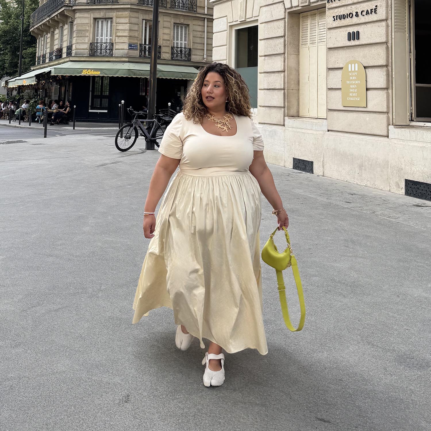 Midaxi Tee Poplin Dress - Oatmeal - Zenithce