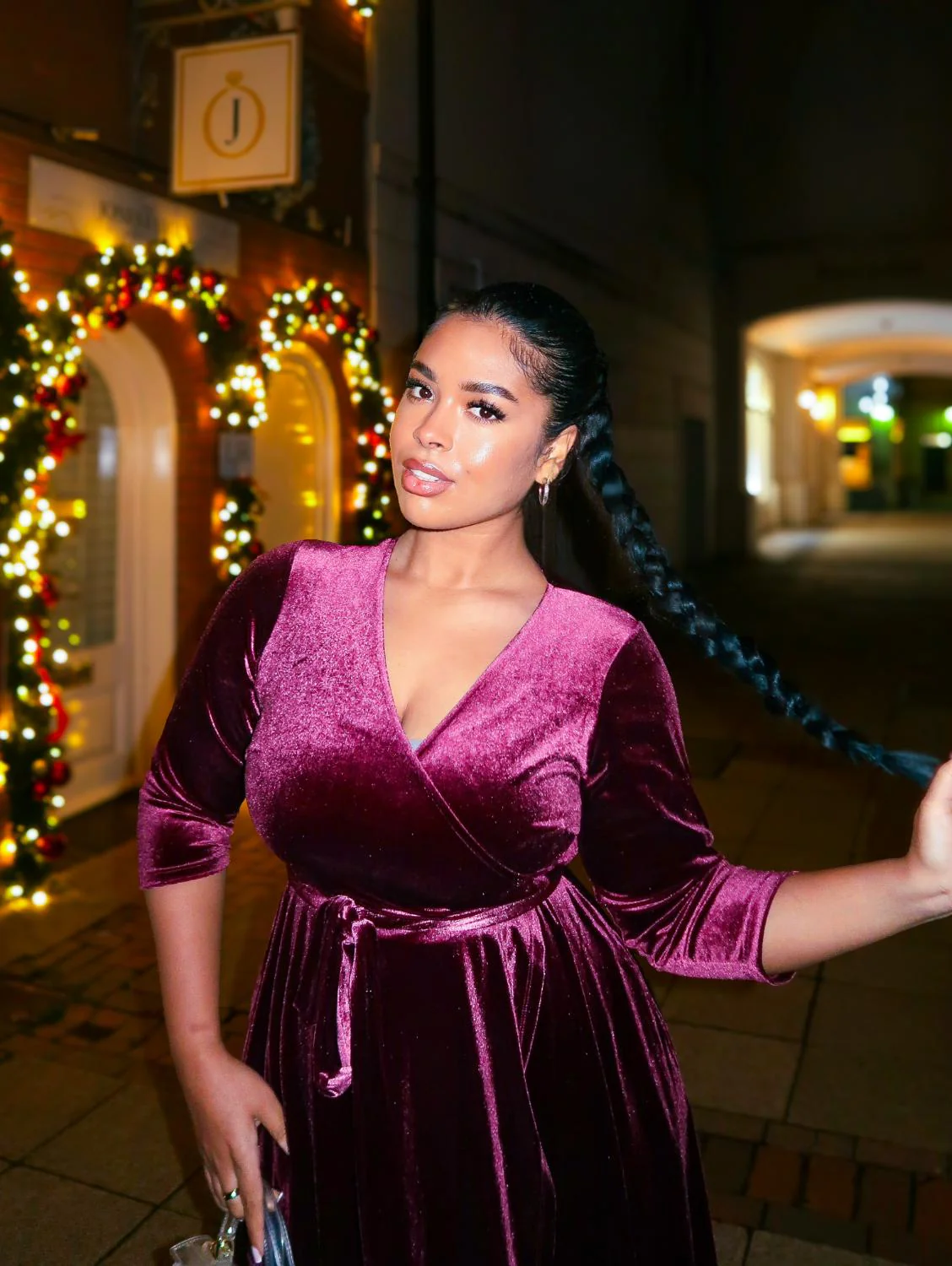 Velvet Wrap Dress - Cherry - Zenithce