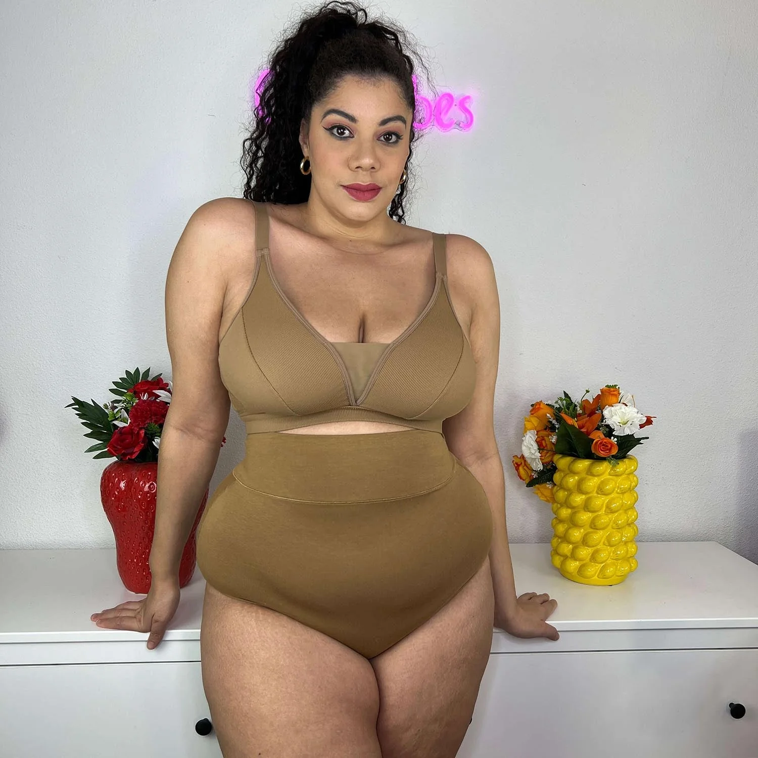 Organic Cotton Super High Waist Knickers - Caramel - Zenithce