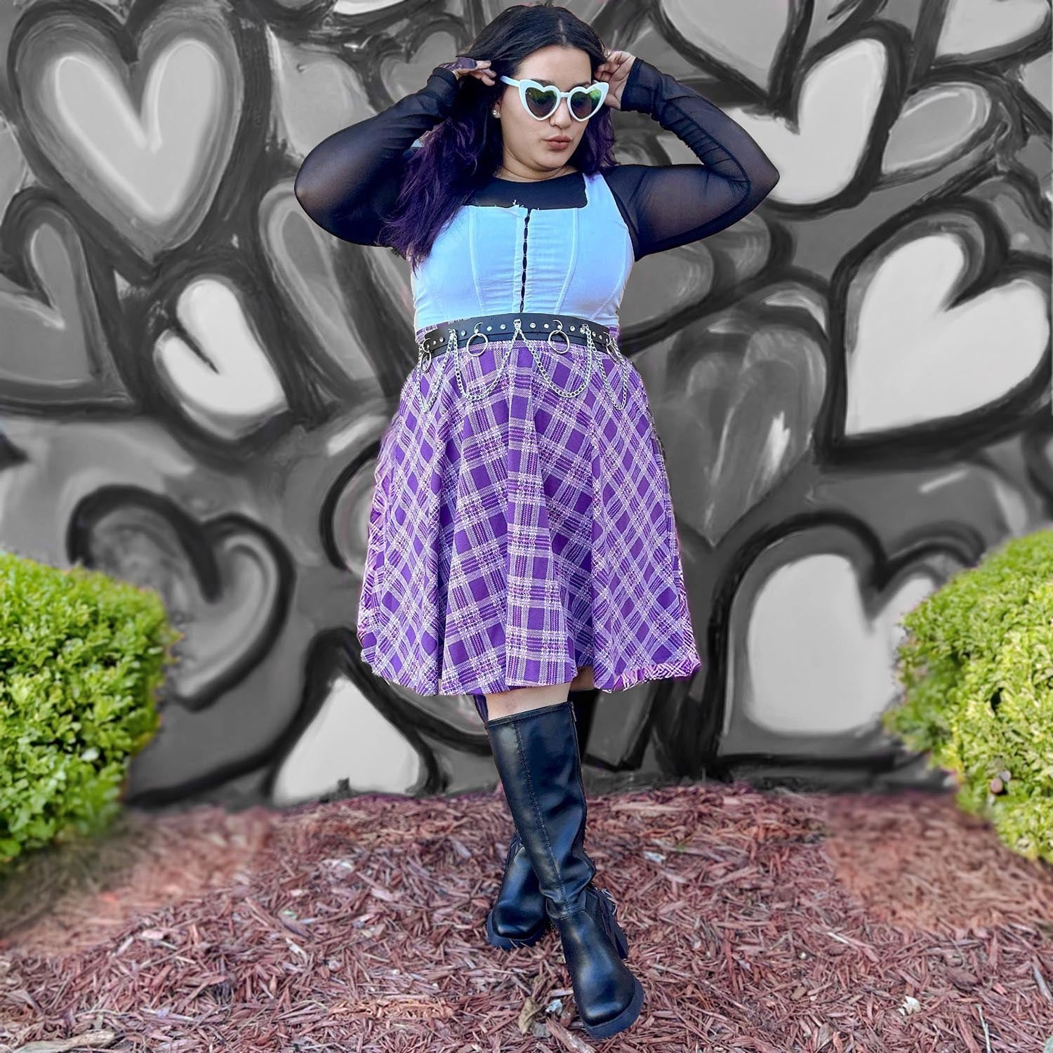 Plaid Flare Skirt - Thistle (V2) - Zenithce
