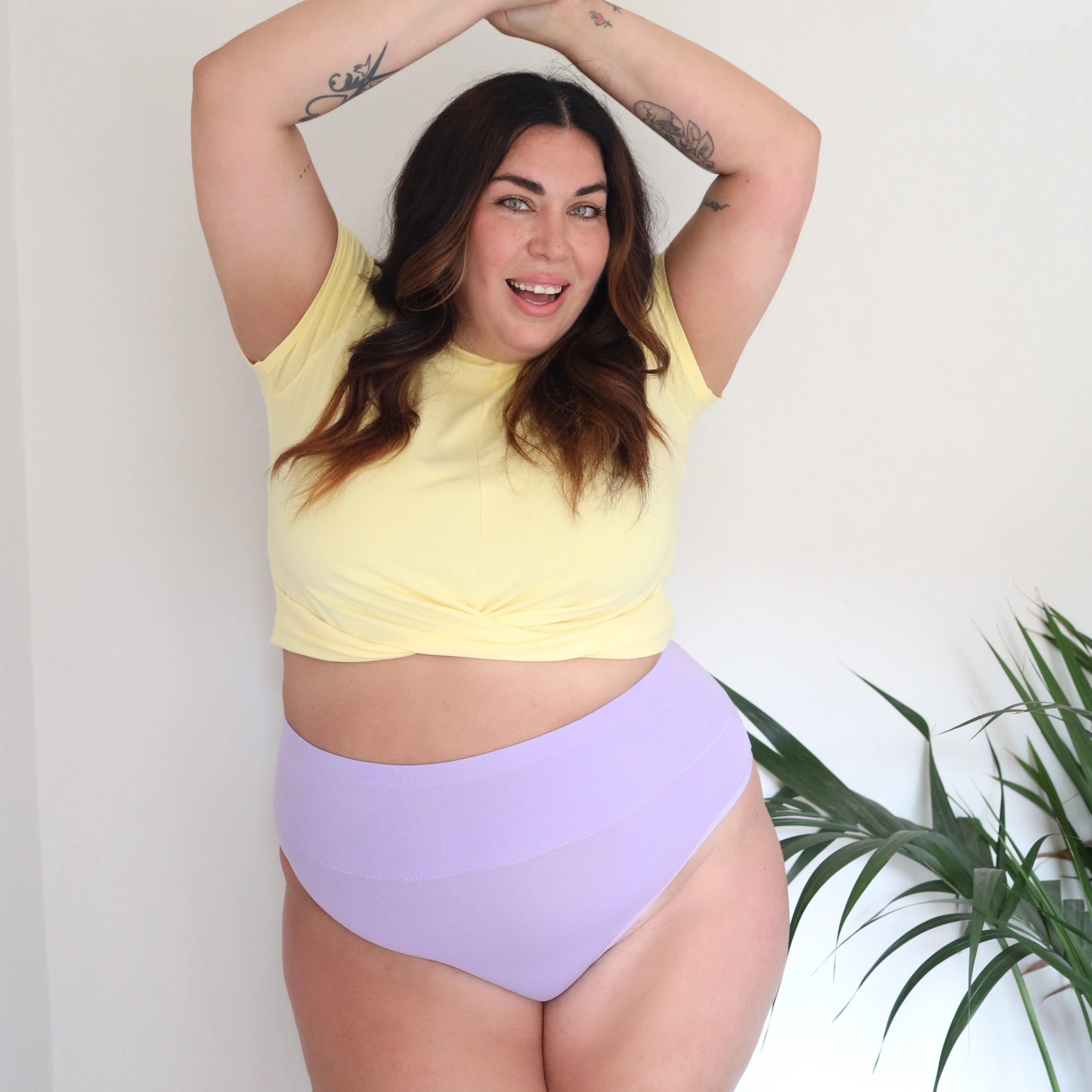 Organic Cotton Cheeky High Leg Knickers - Cassis de Violet - Zenithce