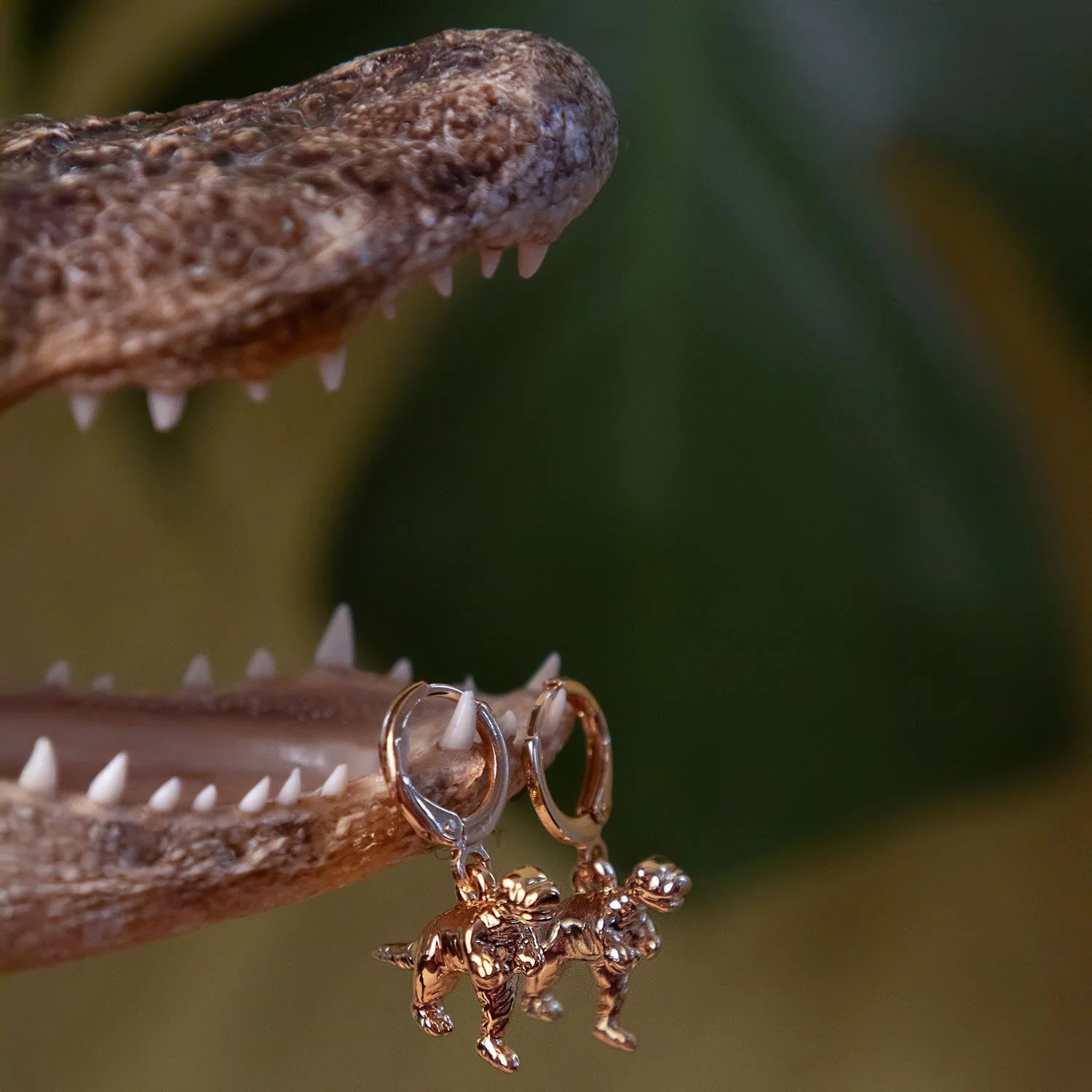 Dinosaur Hoop Earrings - Gold - Zenithce