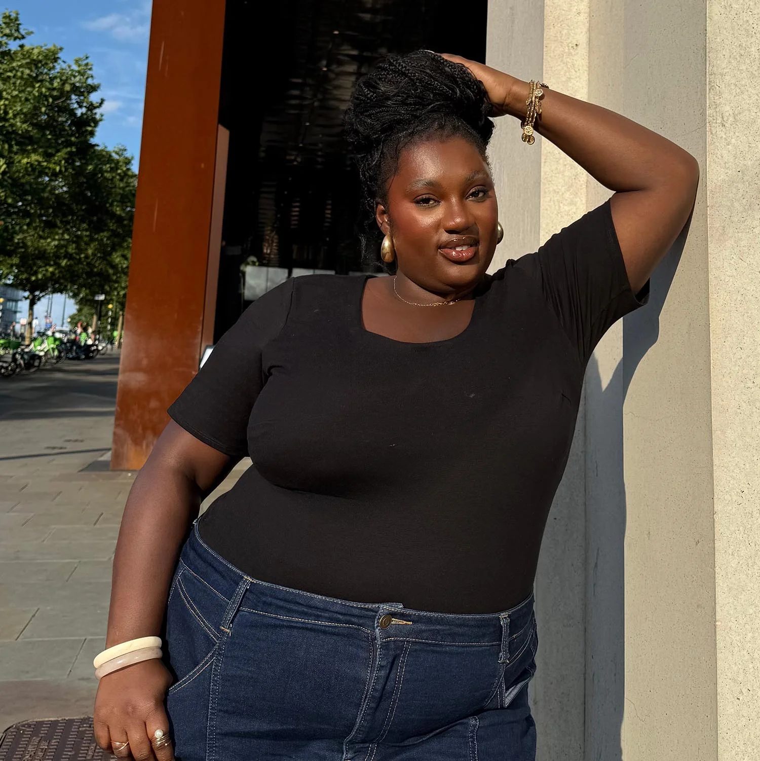 Short Sleeve Cotton Bodysuit - Black - Zenithce