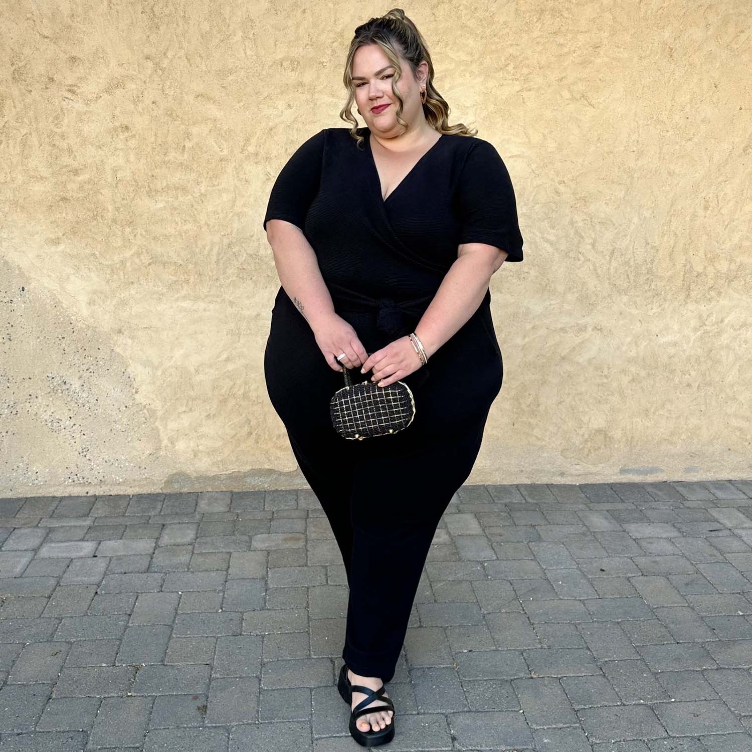 Ottoman Wrap Jumpsuit - Black - Zenithce