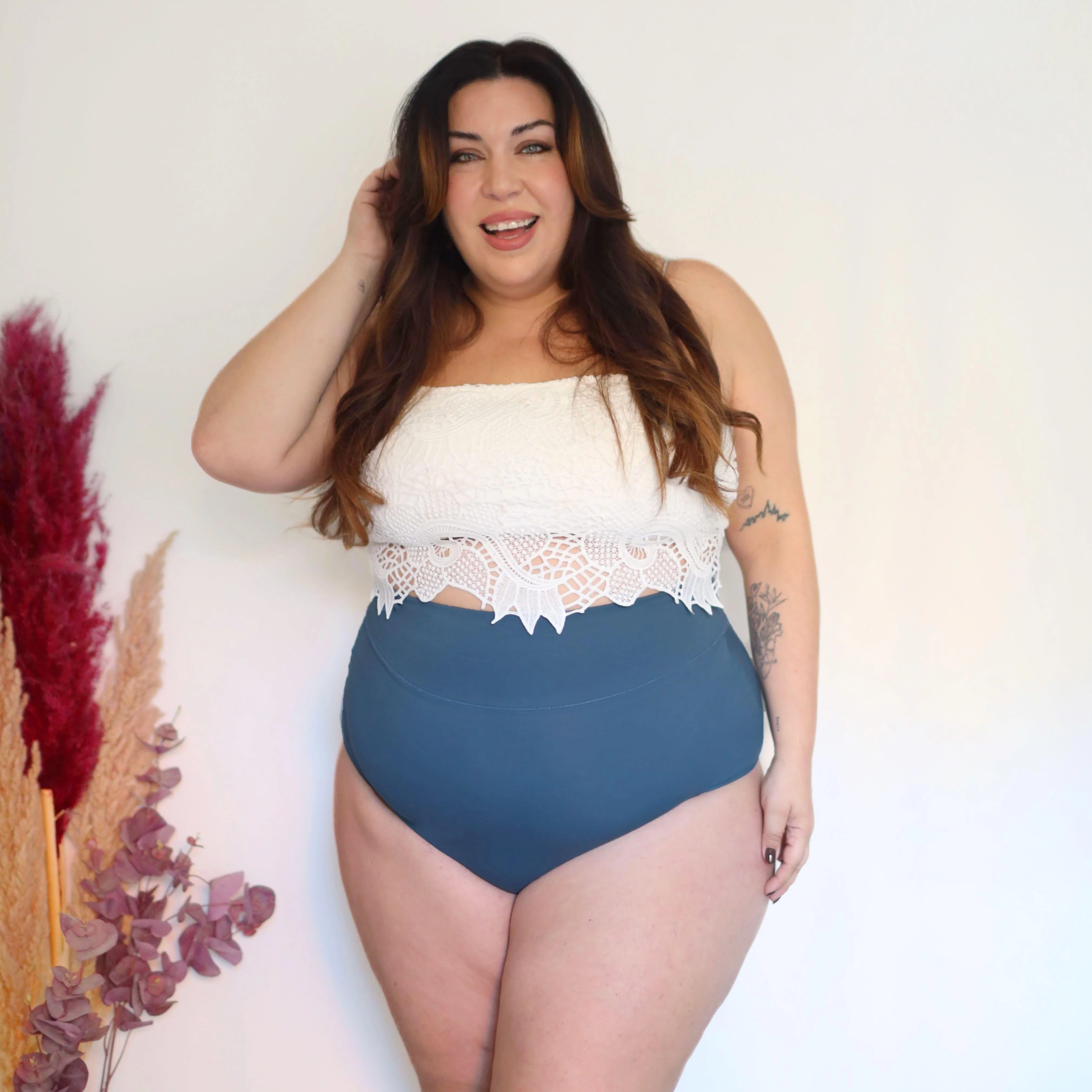 Organic Cotton Super High Waist Knickers - Denim - Zenithce