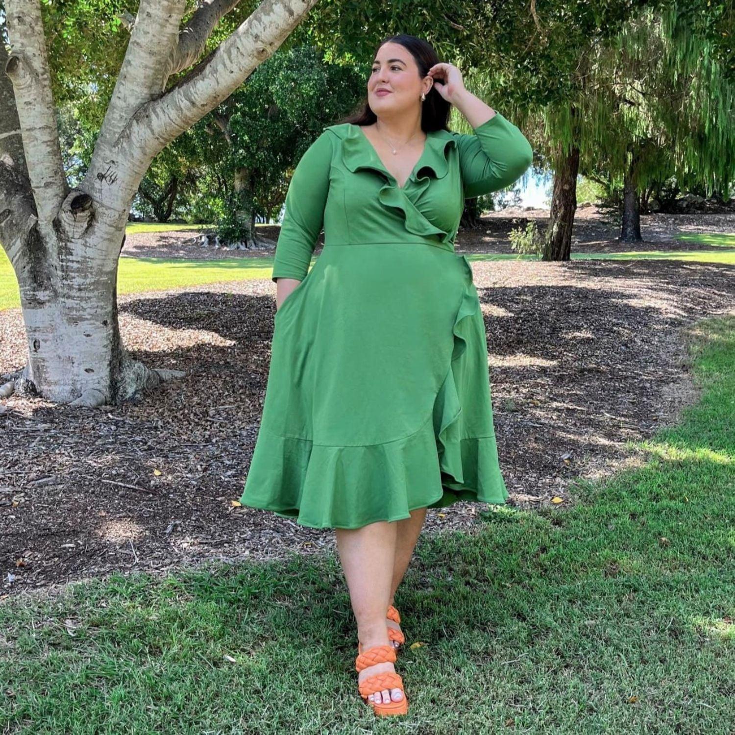 Frill Wrap Dress - Meadow - Zenithce