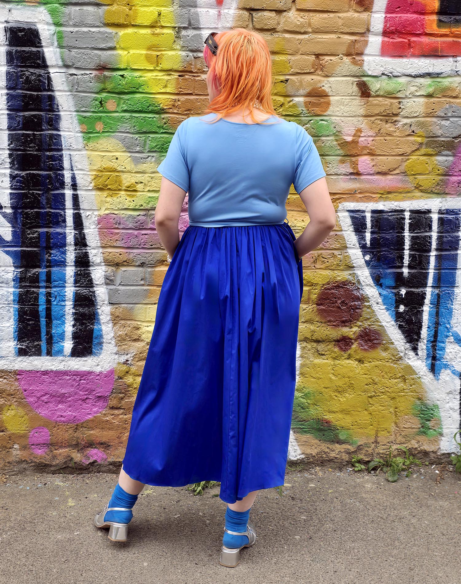 Midaxi Tee Poplin Dress - Duo Blue - Zenithce