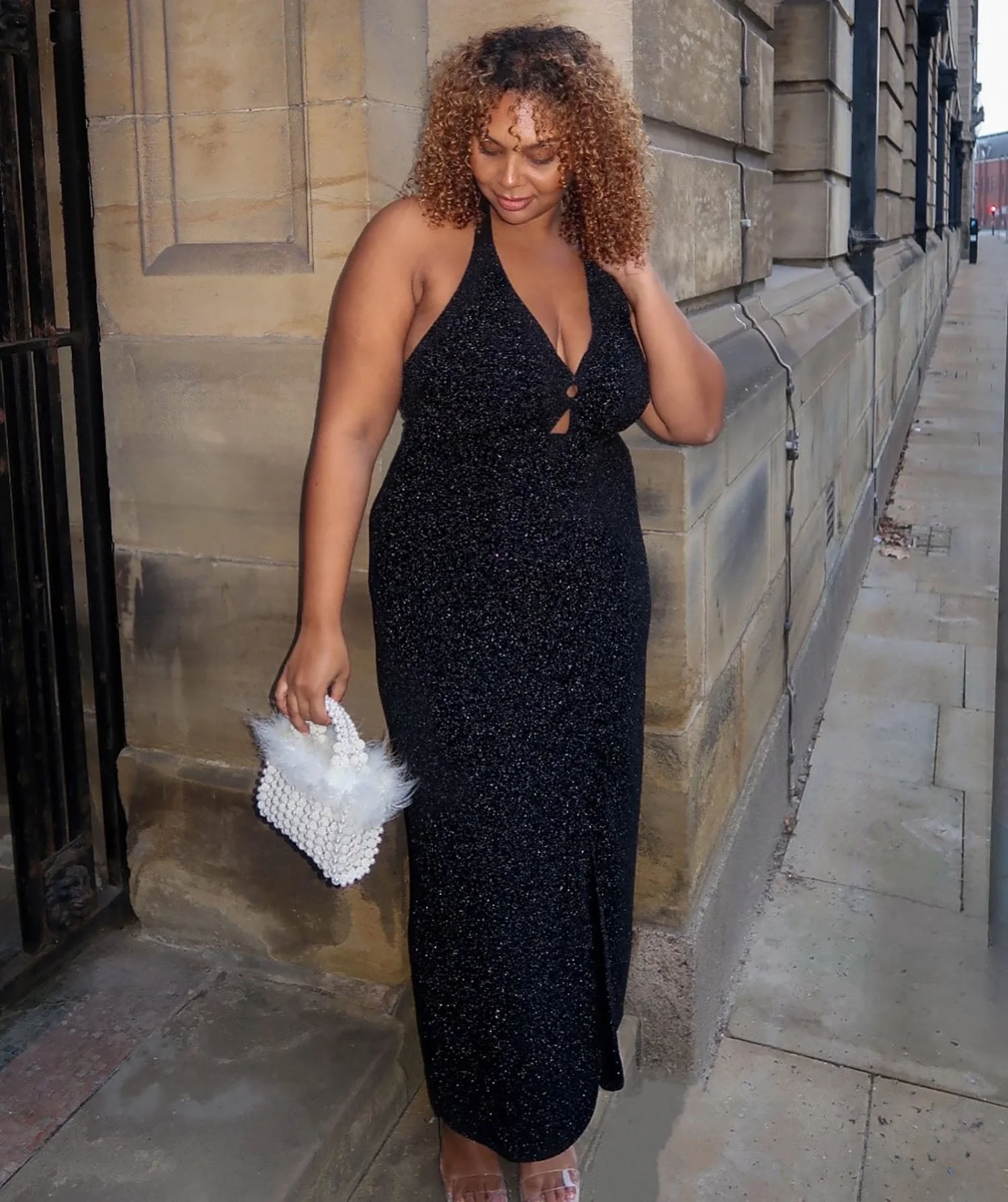 Lurex Halter Dress - Black - Zenithce